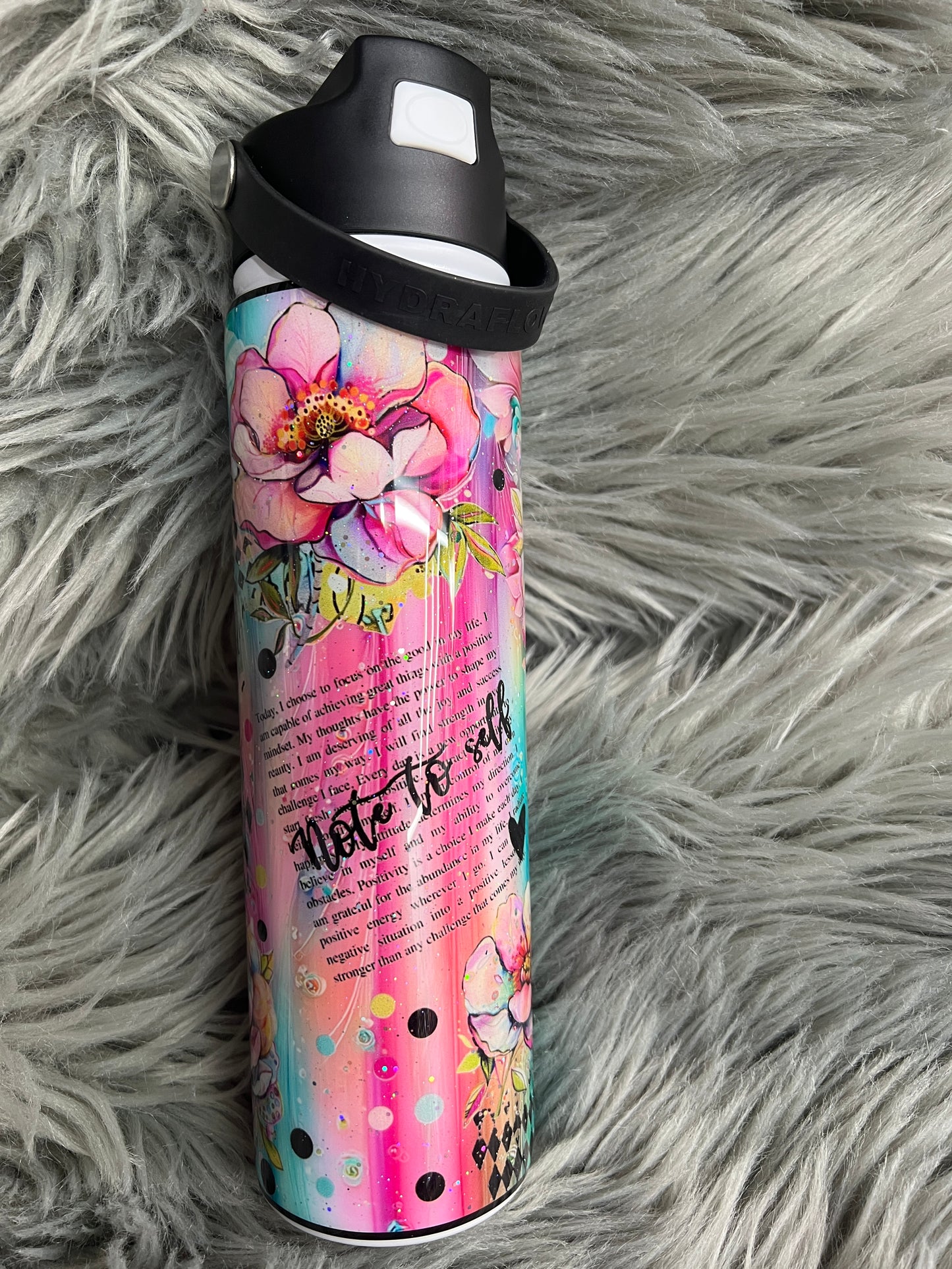Rts- Note to self bright color floral 28oz hydraflow