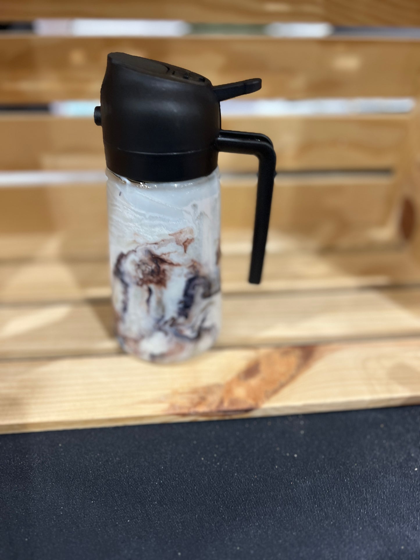 RTS. Oil spray and pour bottle - White, black, brown, copper marble 16oz