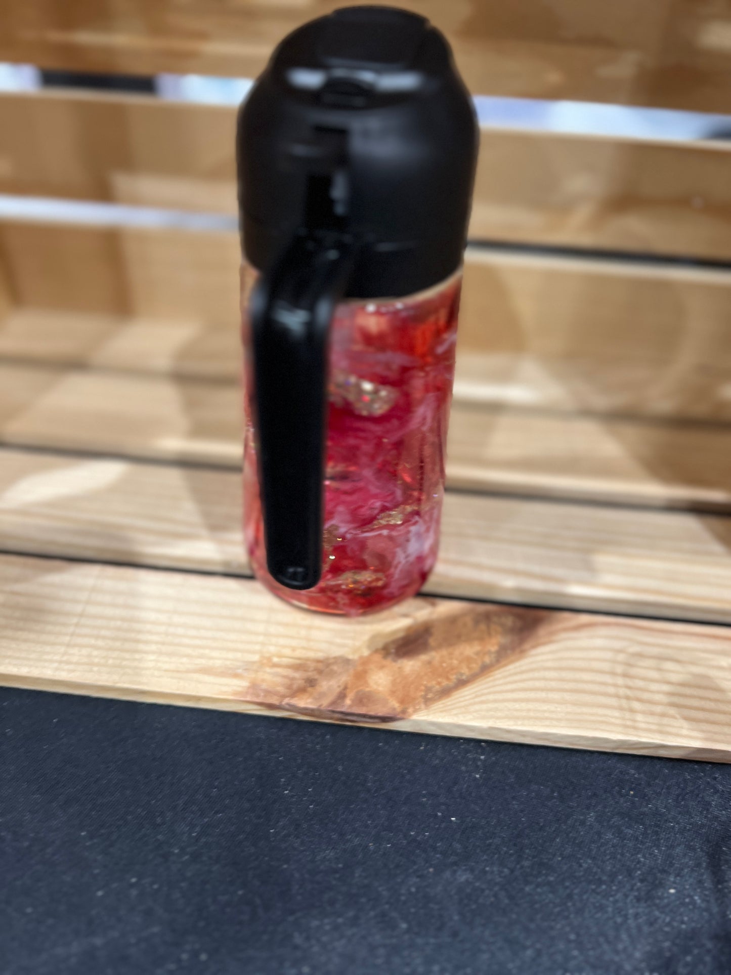 RTS. Oil spray and pour bottle - reds with glitter 16oz