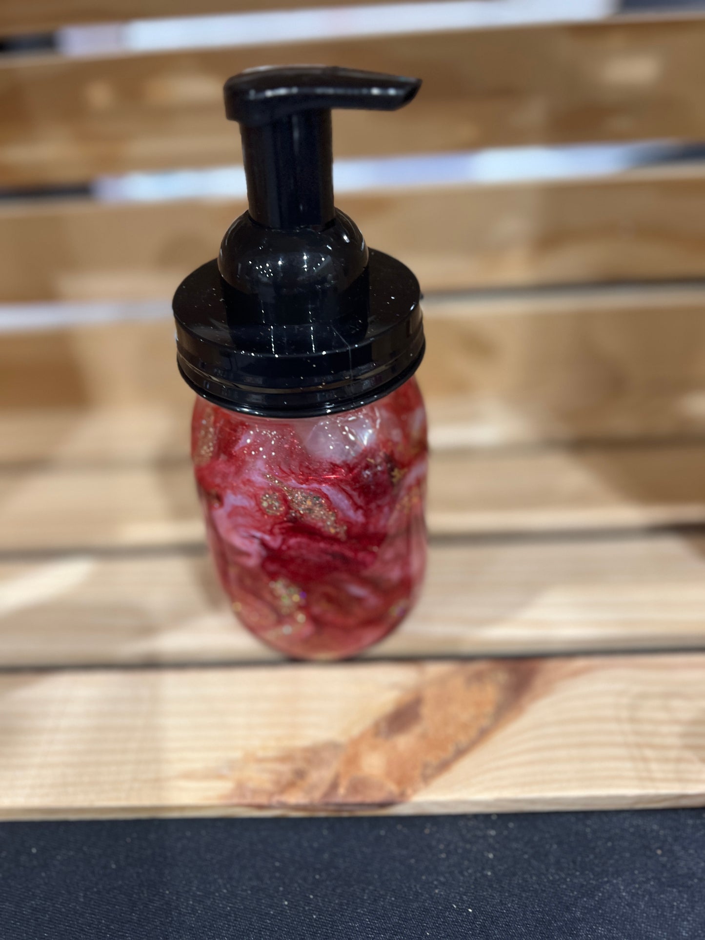 RTS. Hand Soap Pump Dispenser (foam) gold, red, white color with glitter.