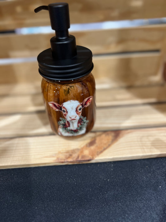 RTS. Country Christmas farm Hand Soap Pump Dispenser (not foam) wood grain look