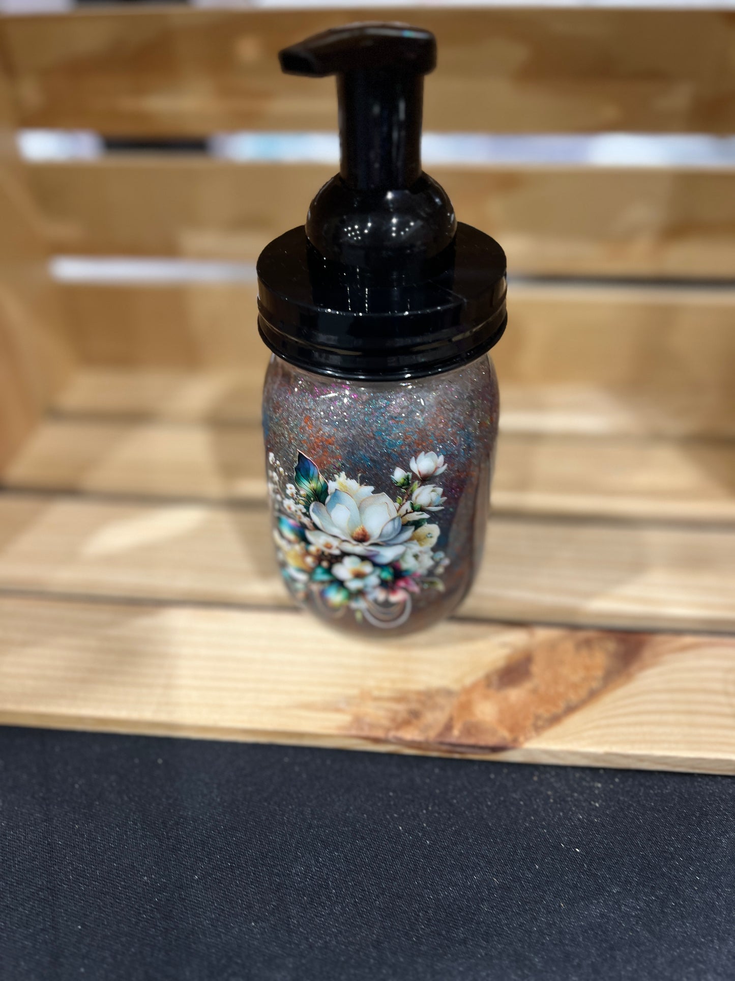 RTS. Hand Soap Pump Dispenser (foam) patina effect color with white flowers