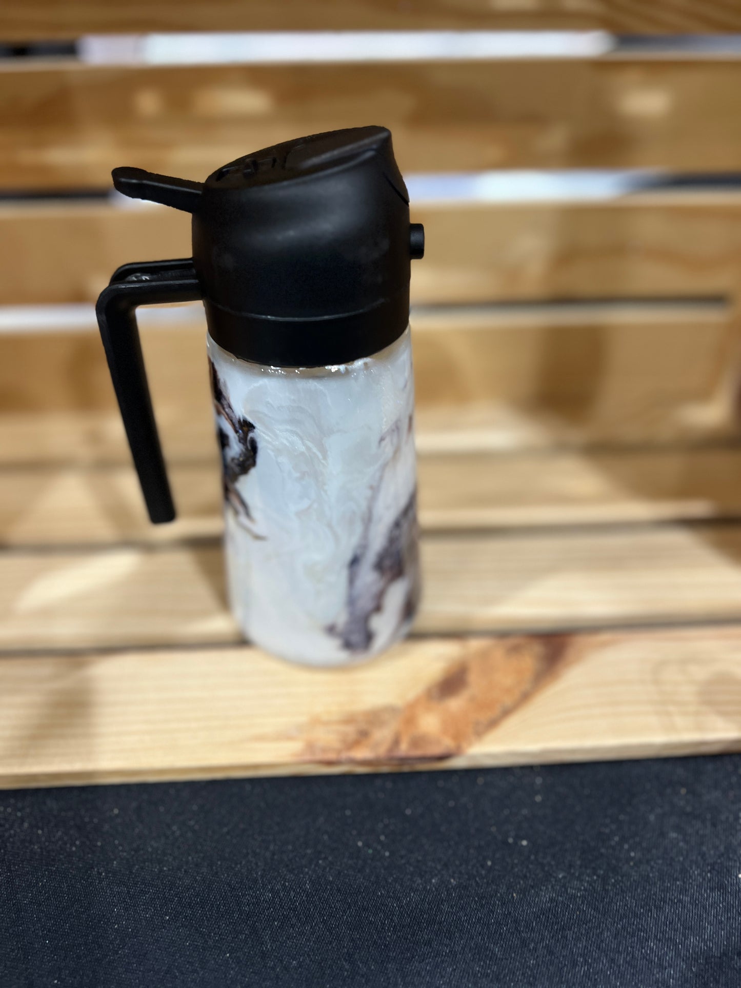 RTS. Oil spray and pour bottle - White, black, brown, copper marble 16oz