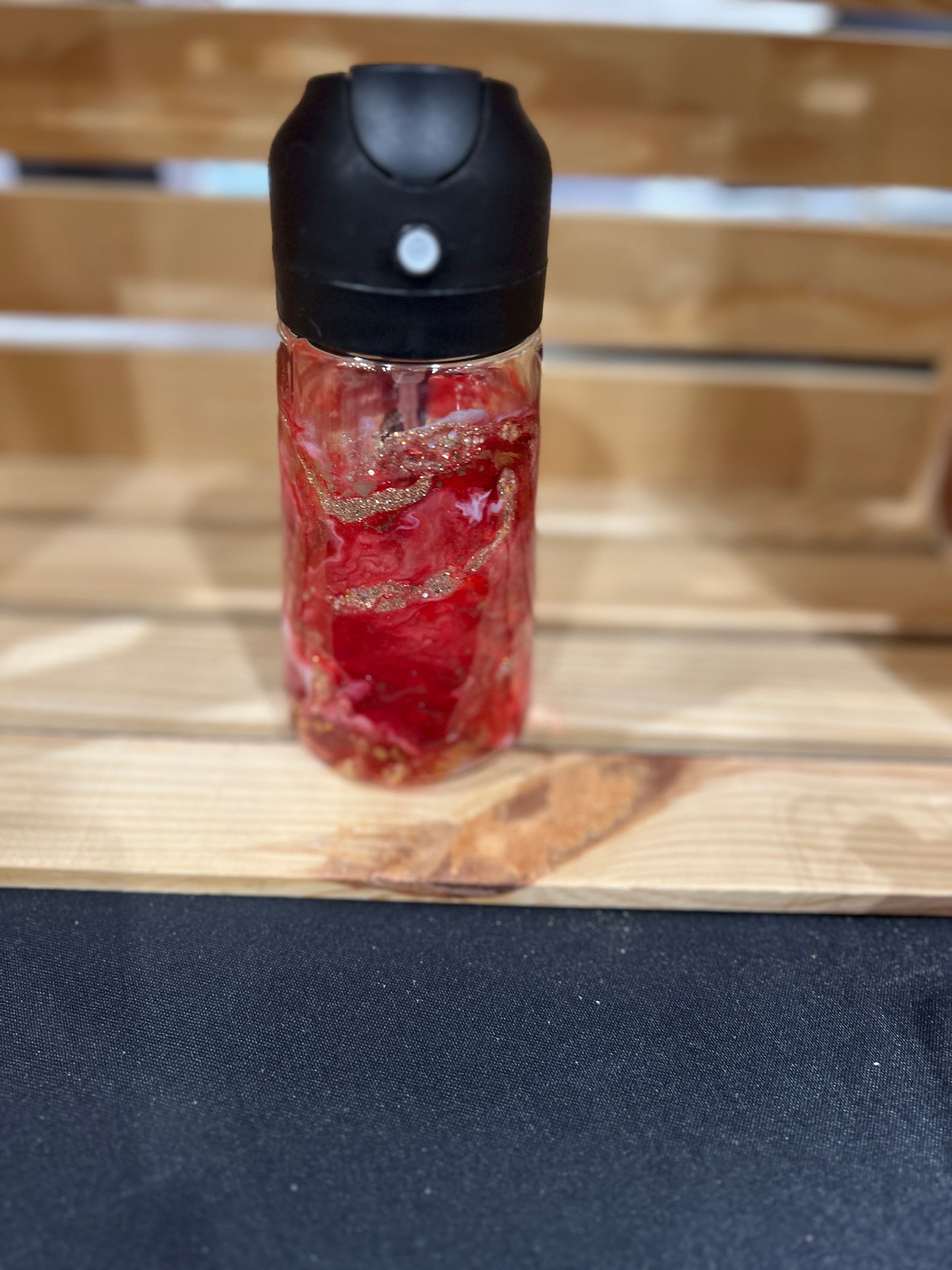 RTS. Oil spray and pour bottle - reds with glitter 16oz