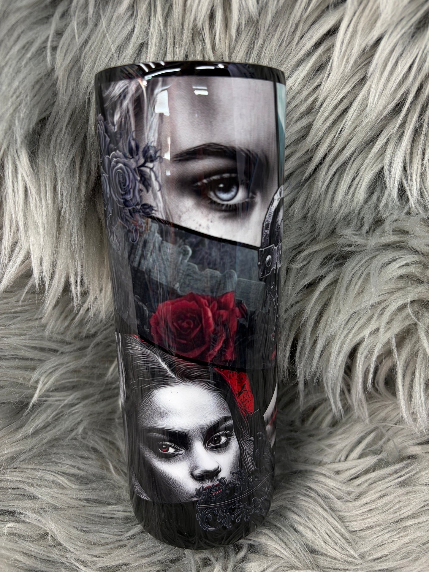 RTS. Red faces 24oz tipsy tumbler
