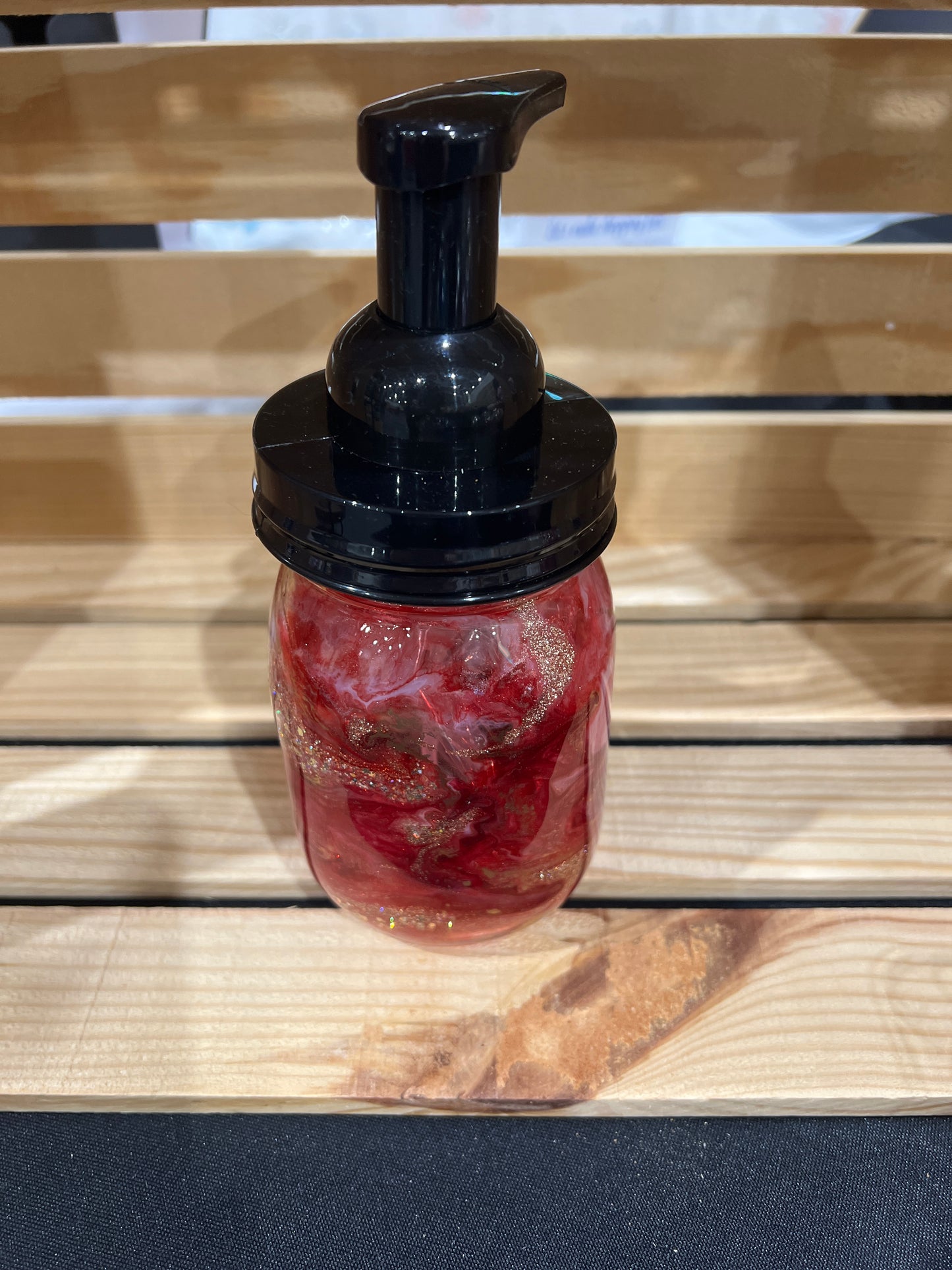 RTS. Hand Soap Pump Dispenser (foam) gold, red, white color with glitter.