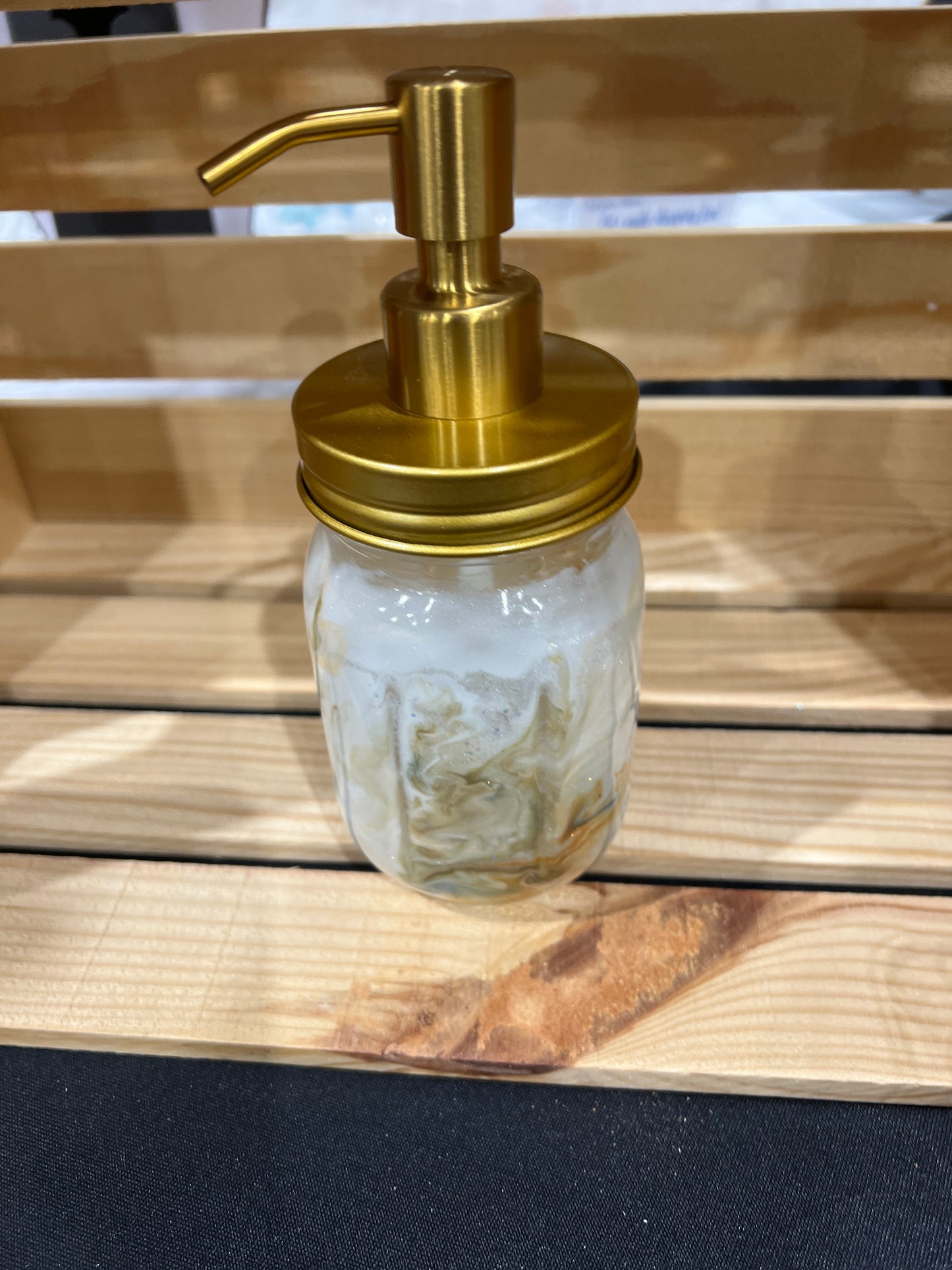 RTS. Hand Soap Pump Dispenser (not foam) gold, white, olive, beige and blue color. Comes with gold pump. If you need a different color pump contact me.