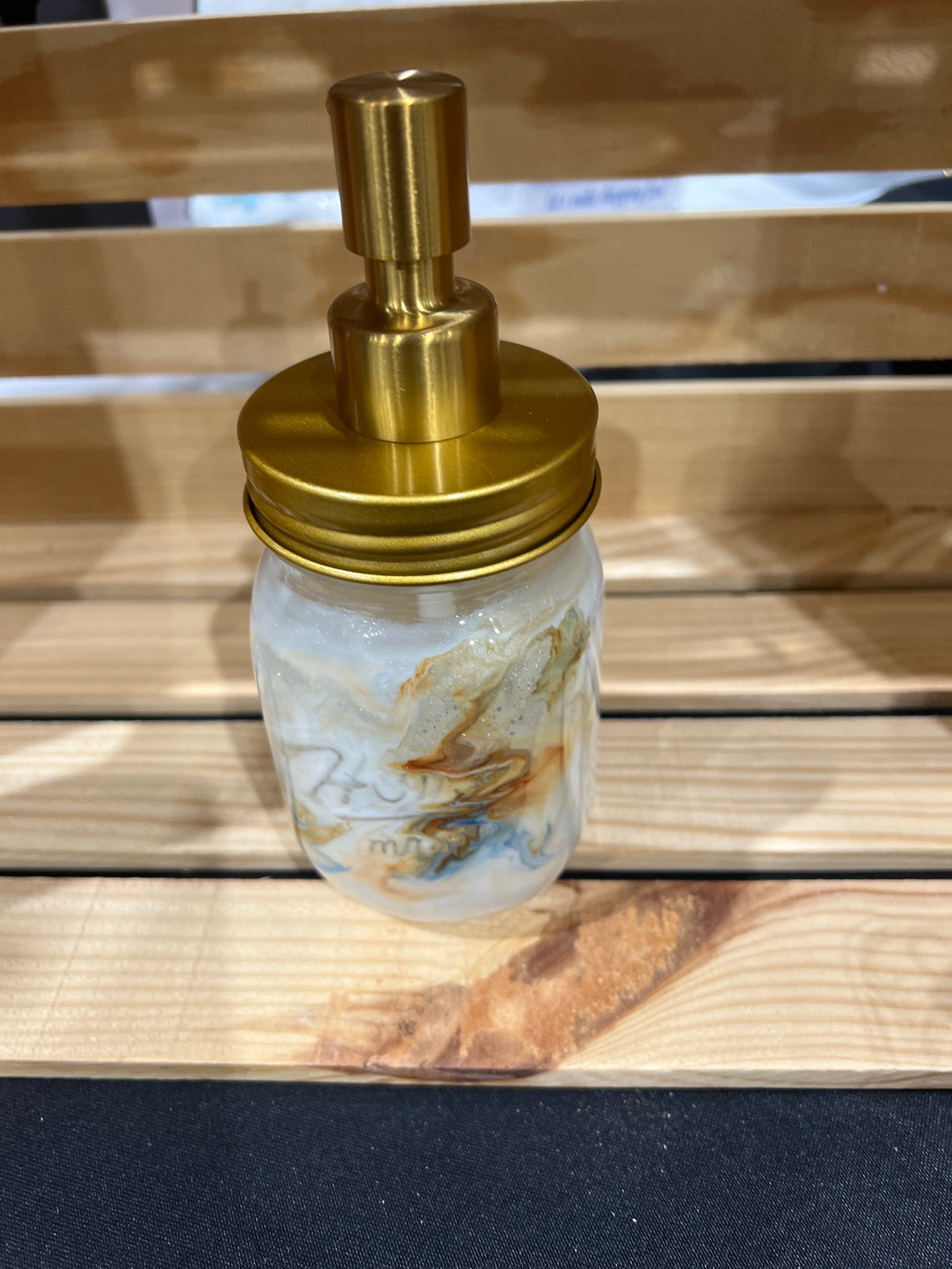 RTS. Hand Soap Pump Dispenser (not foam) gold, white, olive, beige and blue color. Comes with gold pump. If you need a different color pump contact me.