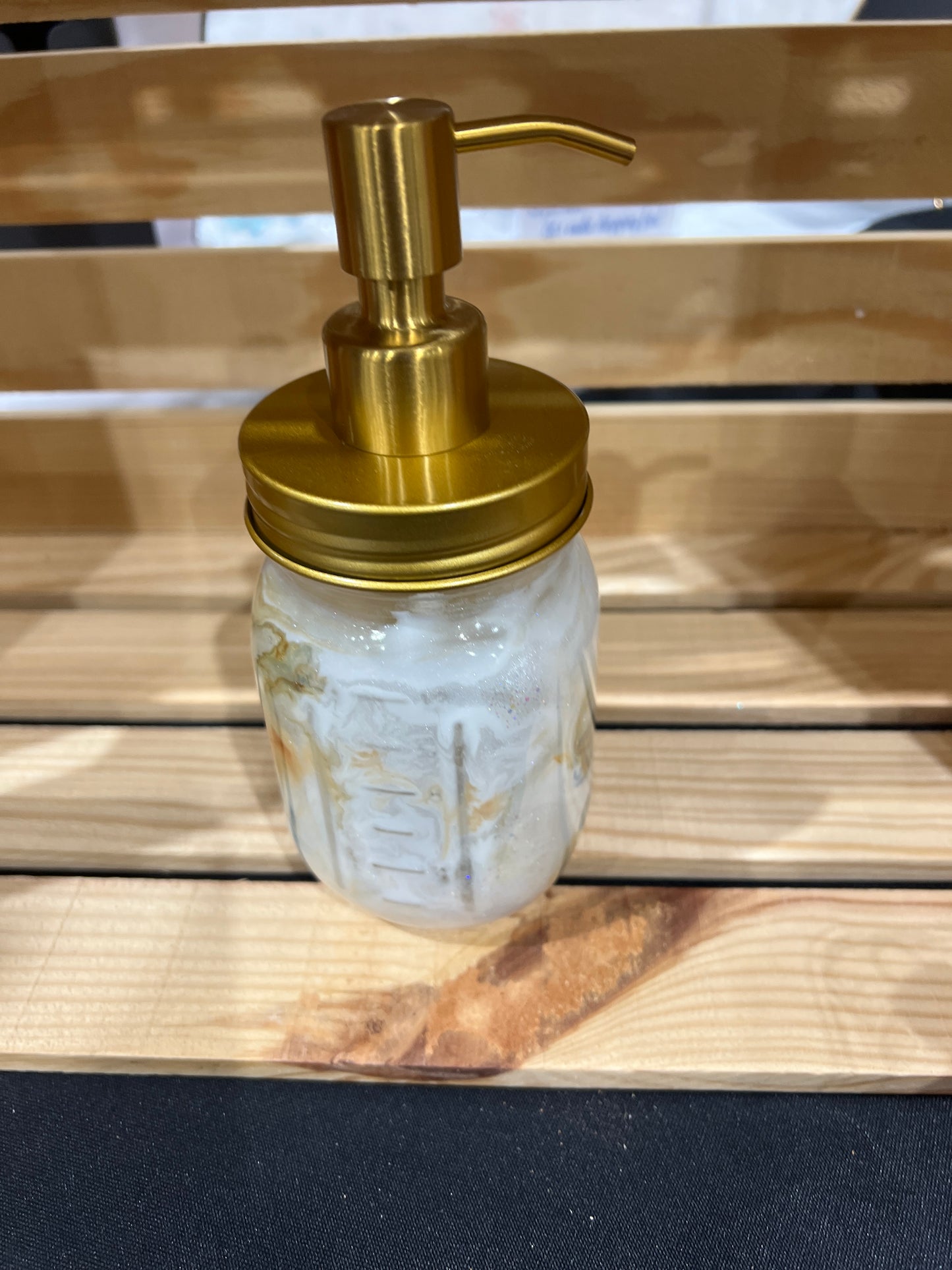 RTS. Hand Soap Pump Dispenser (not foam) gold, white, olive, beige and blue color. Comes with gold pump. If you need a different color pump contact me.