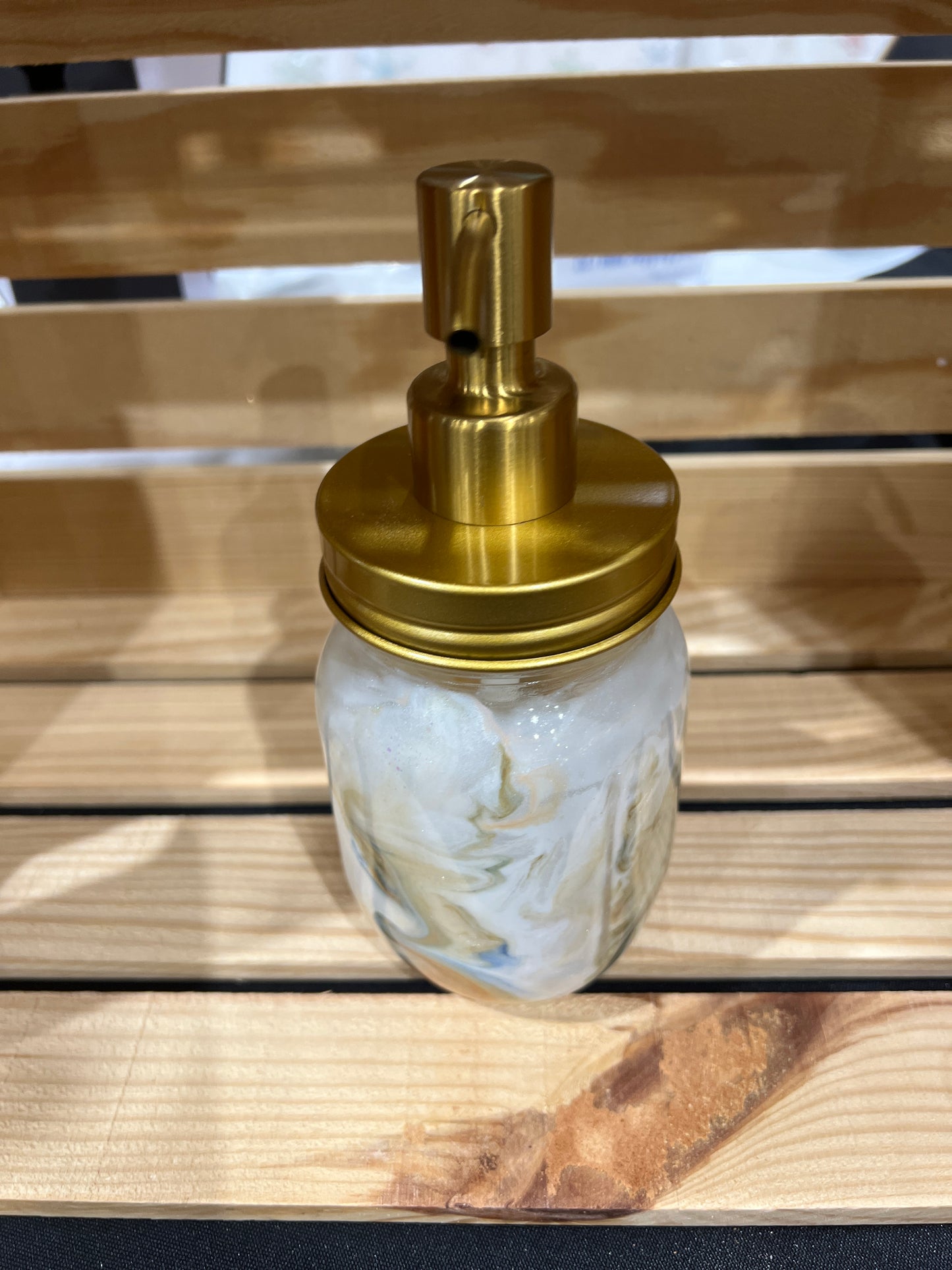 RTS. Hand Soap Pump Dispenser (not foam) gold, white, olive, beige and blue color. Comes with gold pump. If you need a different color pump contact me.