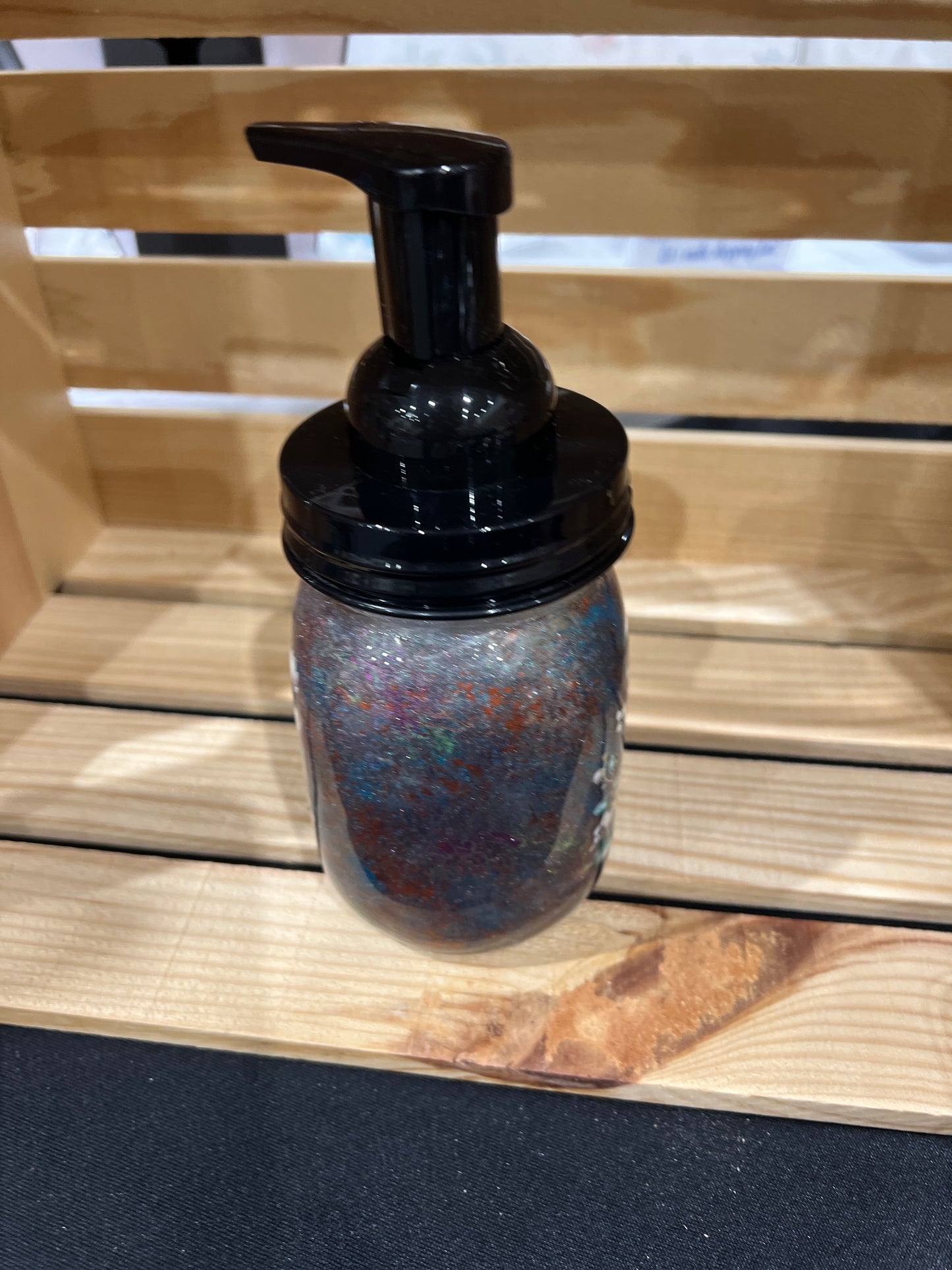 RTS. Hand Soap Pump Dispenser (foam) patina effect color with white flowers