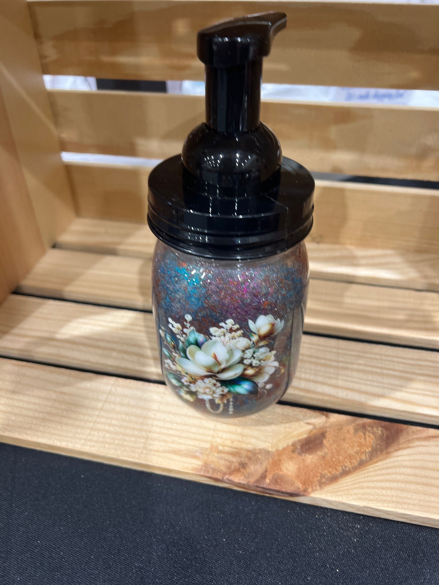 RTS. Hand Soap Pump Dispenser (foam) patina effect color with white flowers