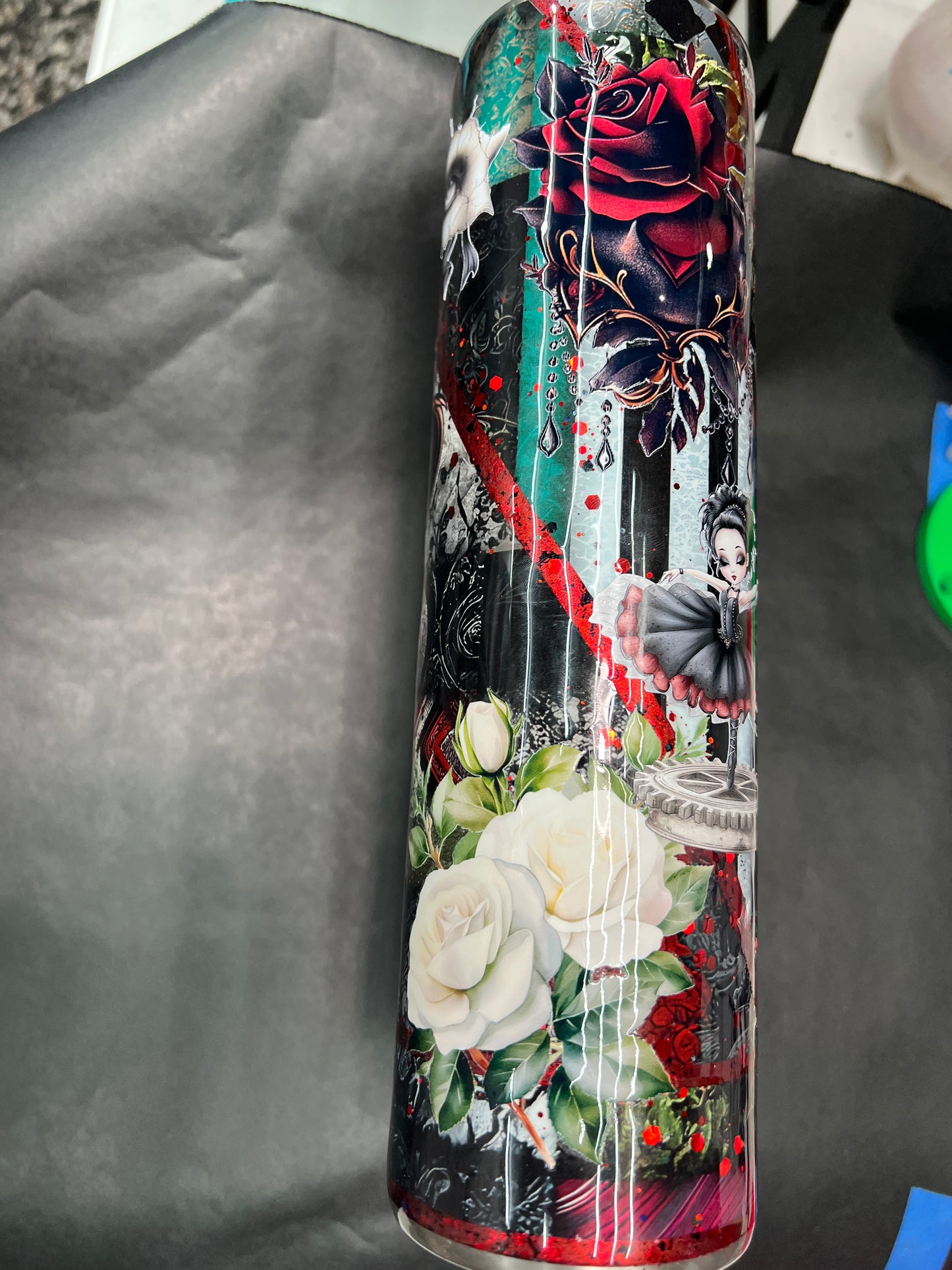 In process doll red green music box dancer multimedia  - tumbler 32 tipsy