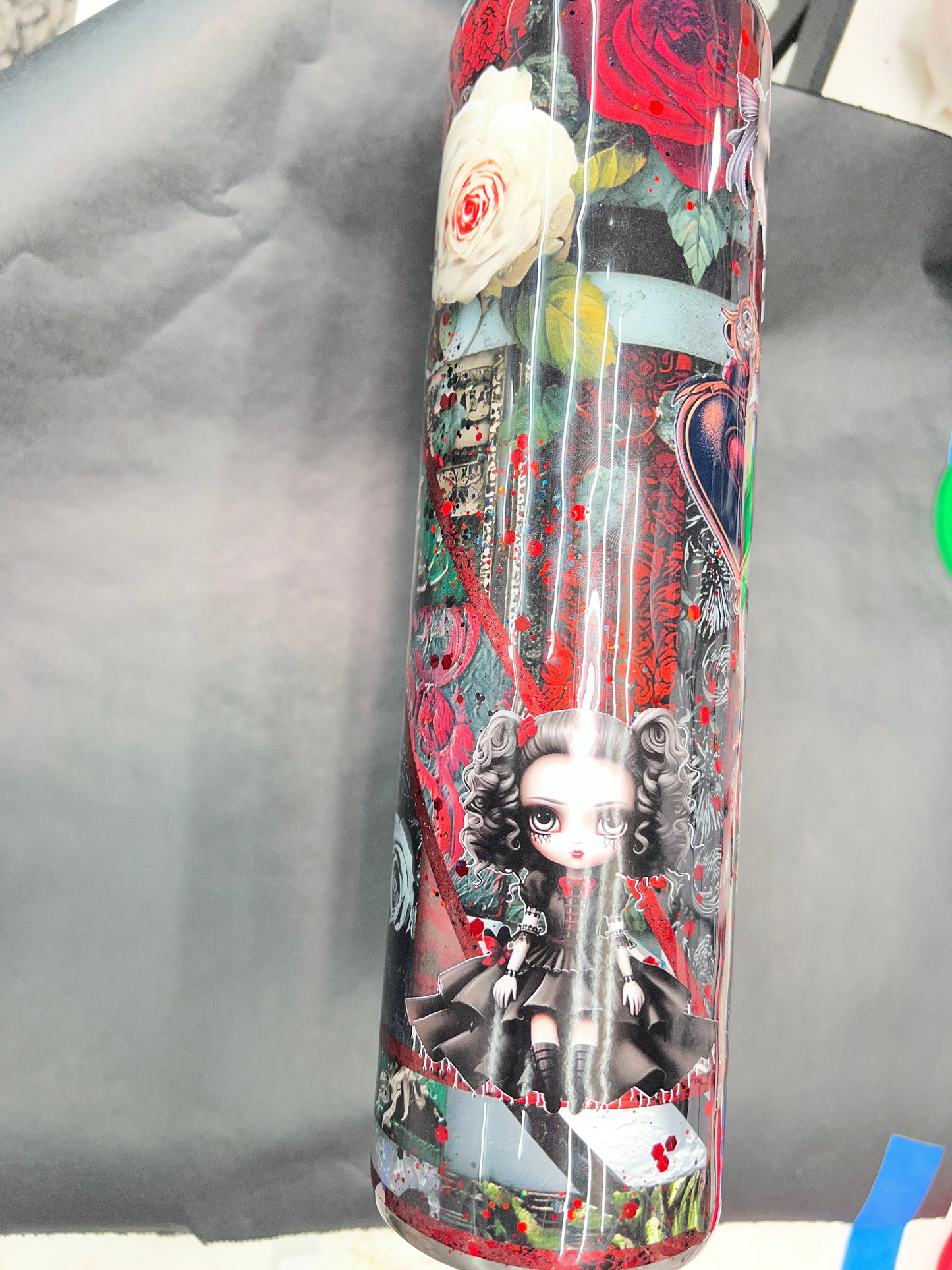 In process doll red green music box dancer multimedia  - tumbler 32 tipsy