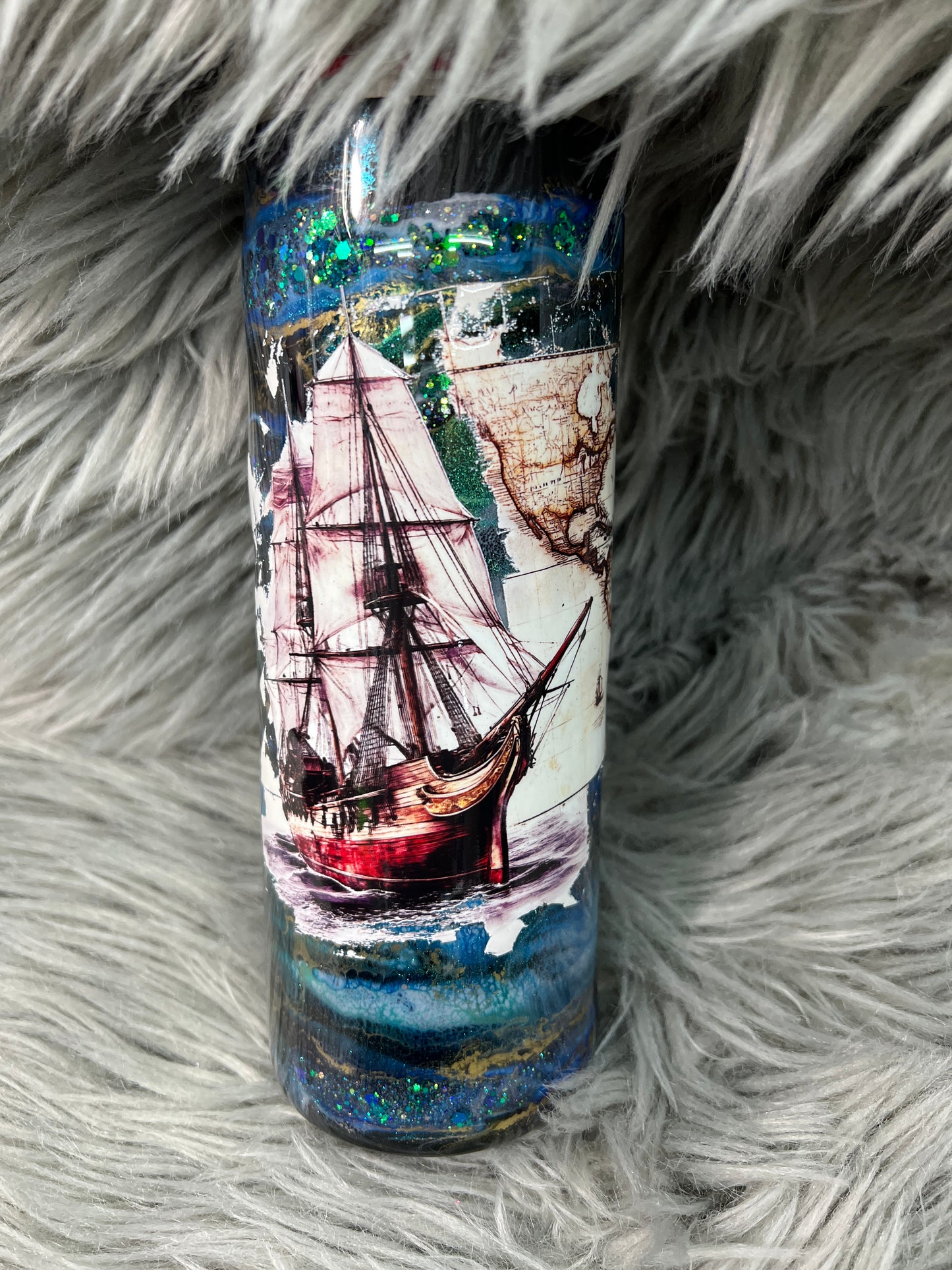 RTS - pirate ship 18oz hogg dual flip coffee cup
