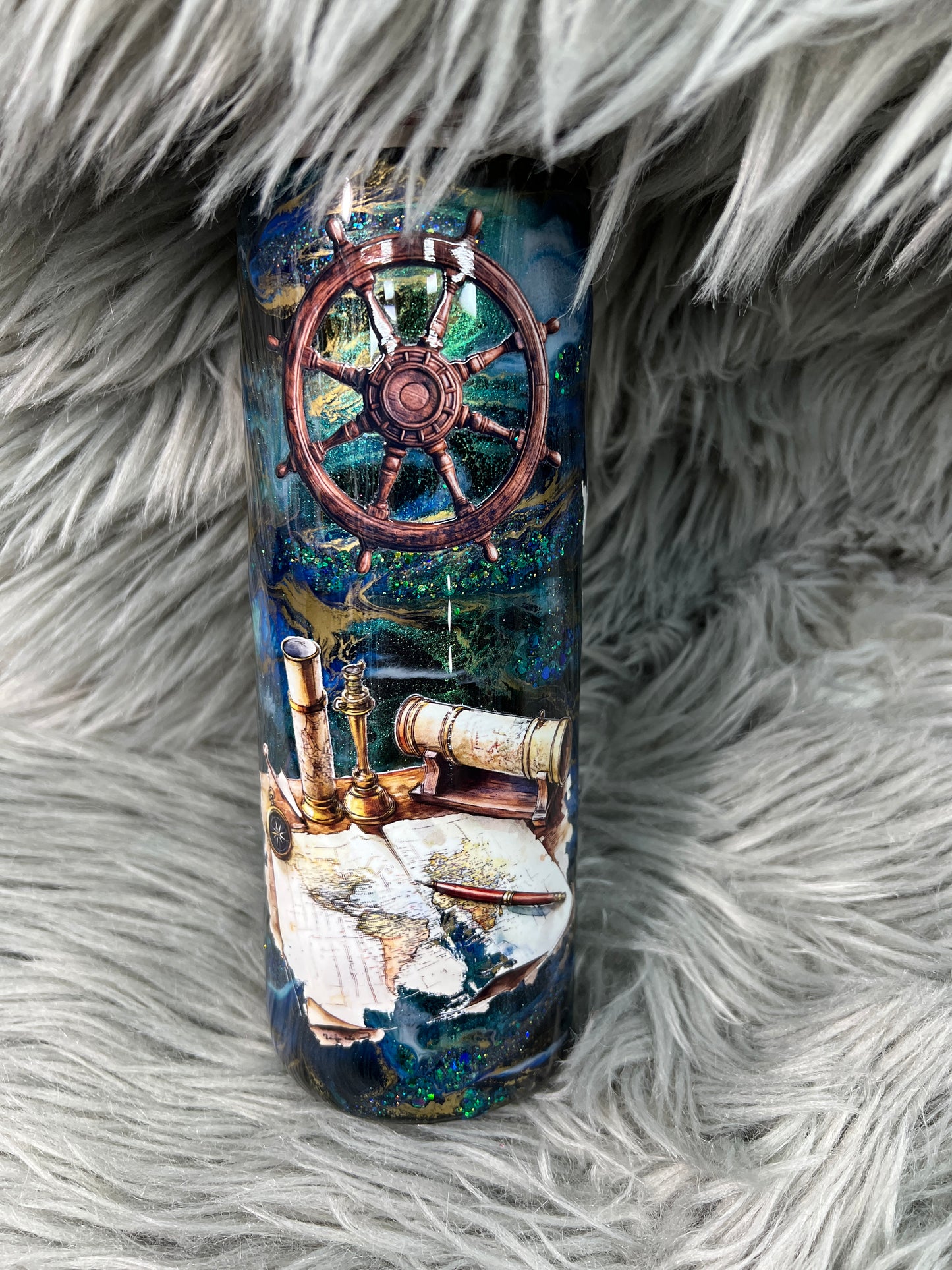 RTS - pirate ship 18oz hogg dual flip coffee cup