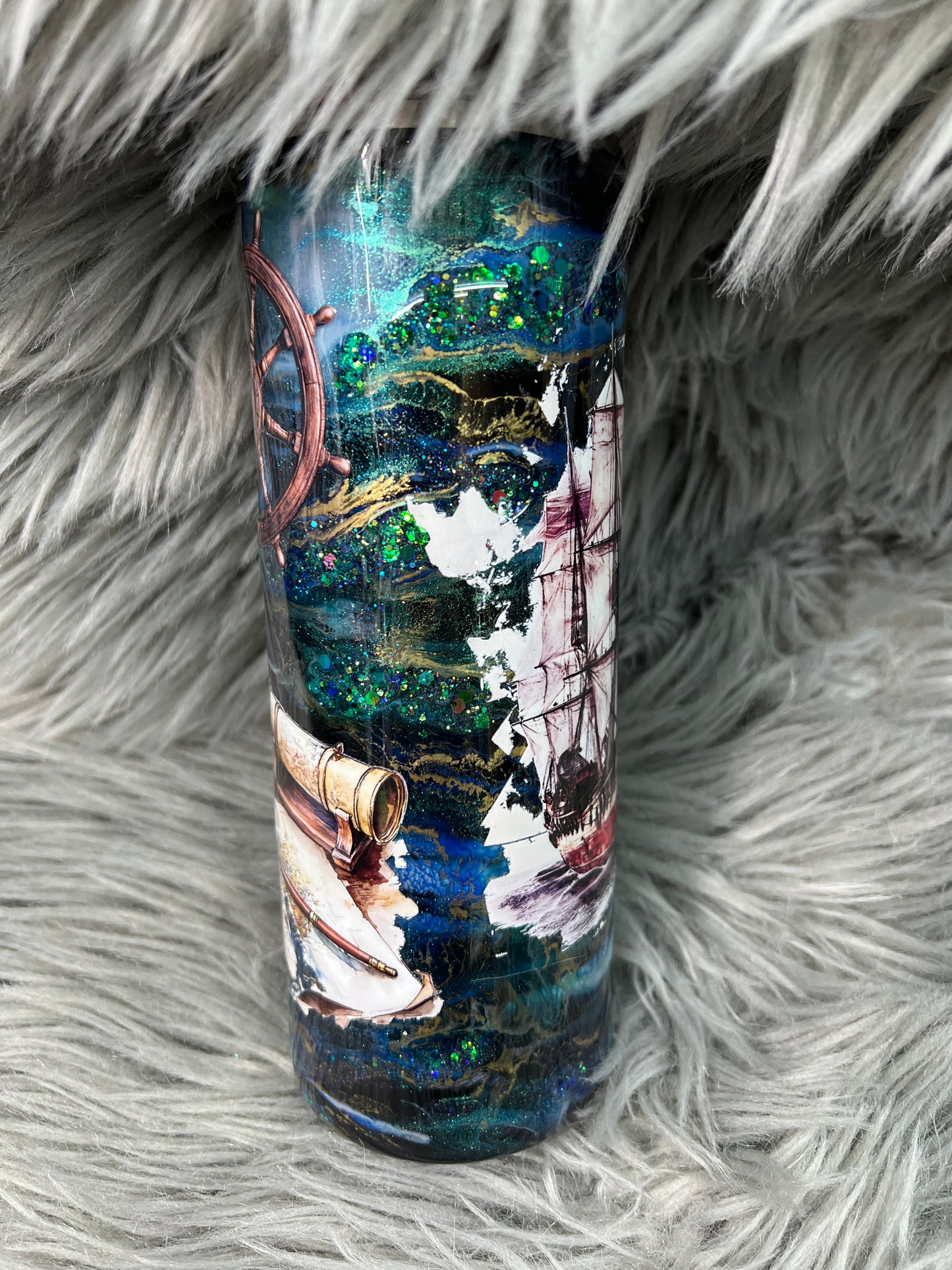 RTS - pirate ship 18oz hogg dual flip coffee cup