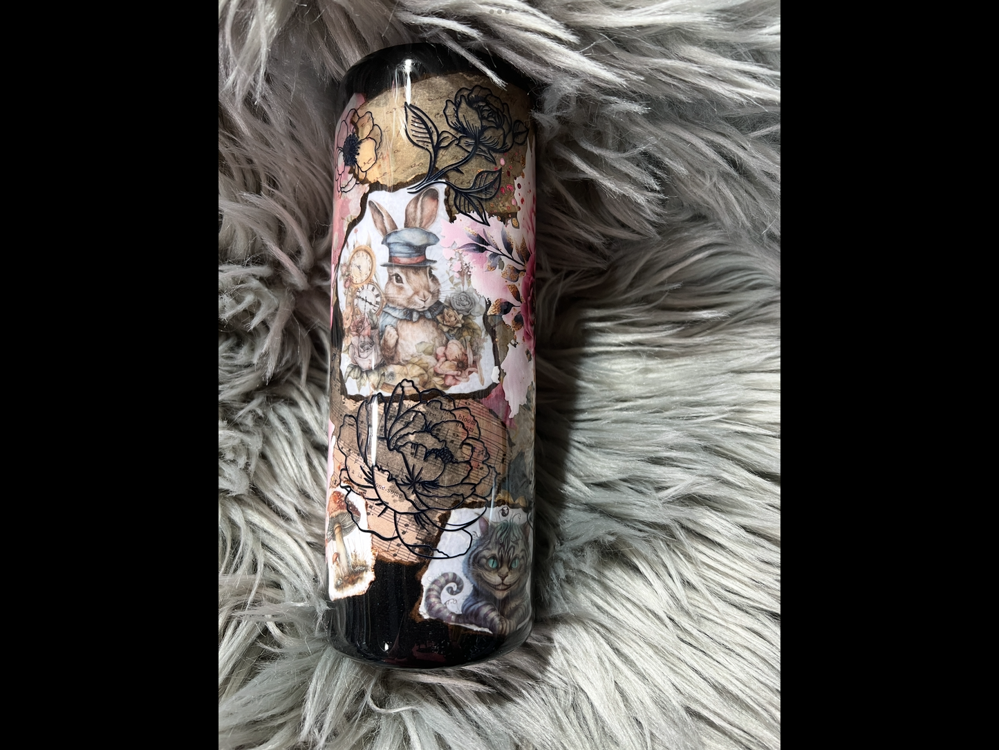 RTS. Wonderland decoupage 24oz tipsy tumbler