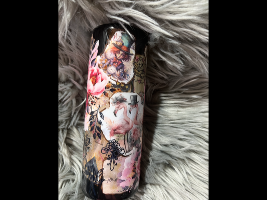 RTS. Wonderland decoupage 24oz tipsy tumbler
