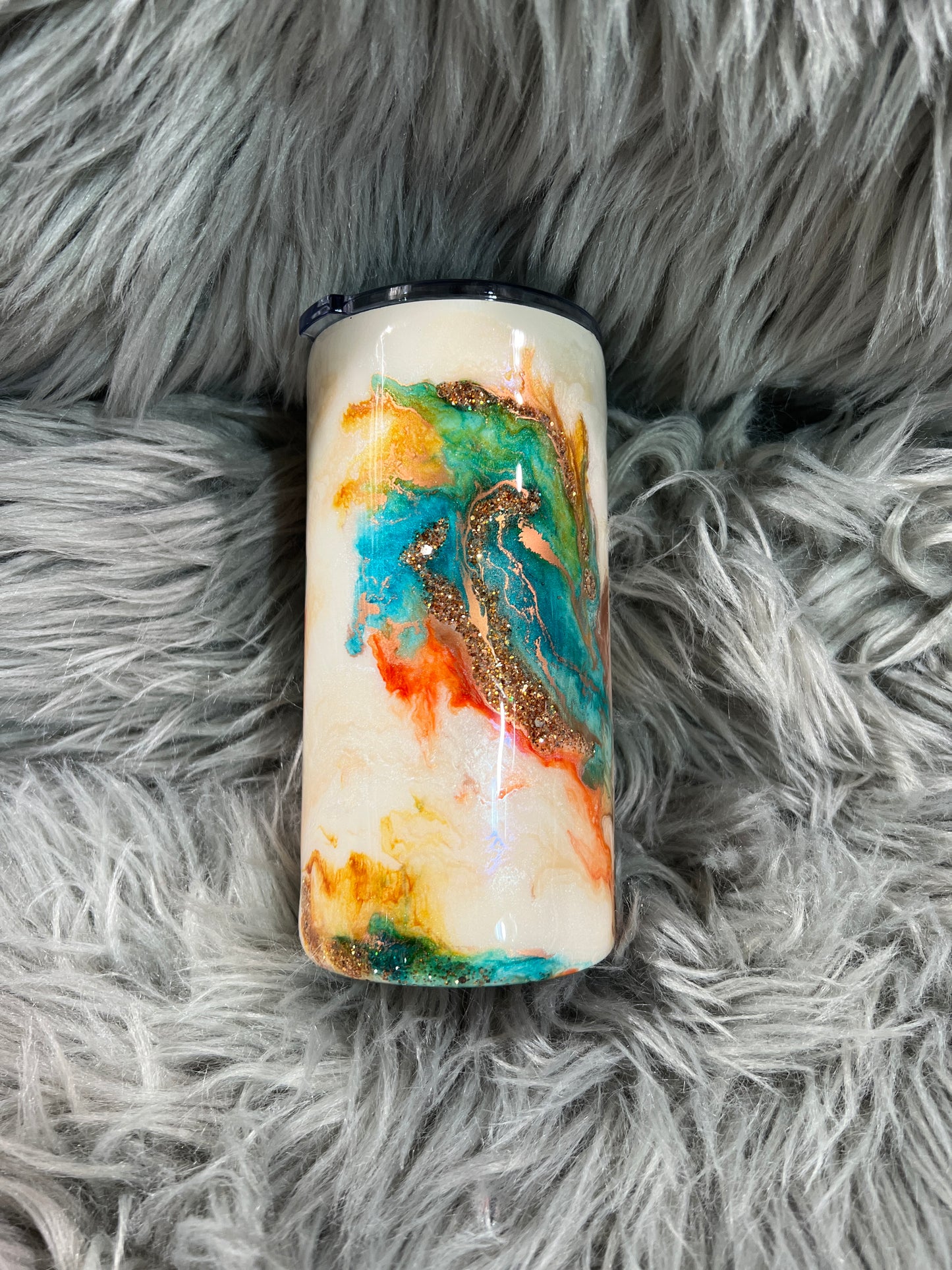 Clearance-RTS.  Western marble 16oz off white plump tipsy