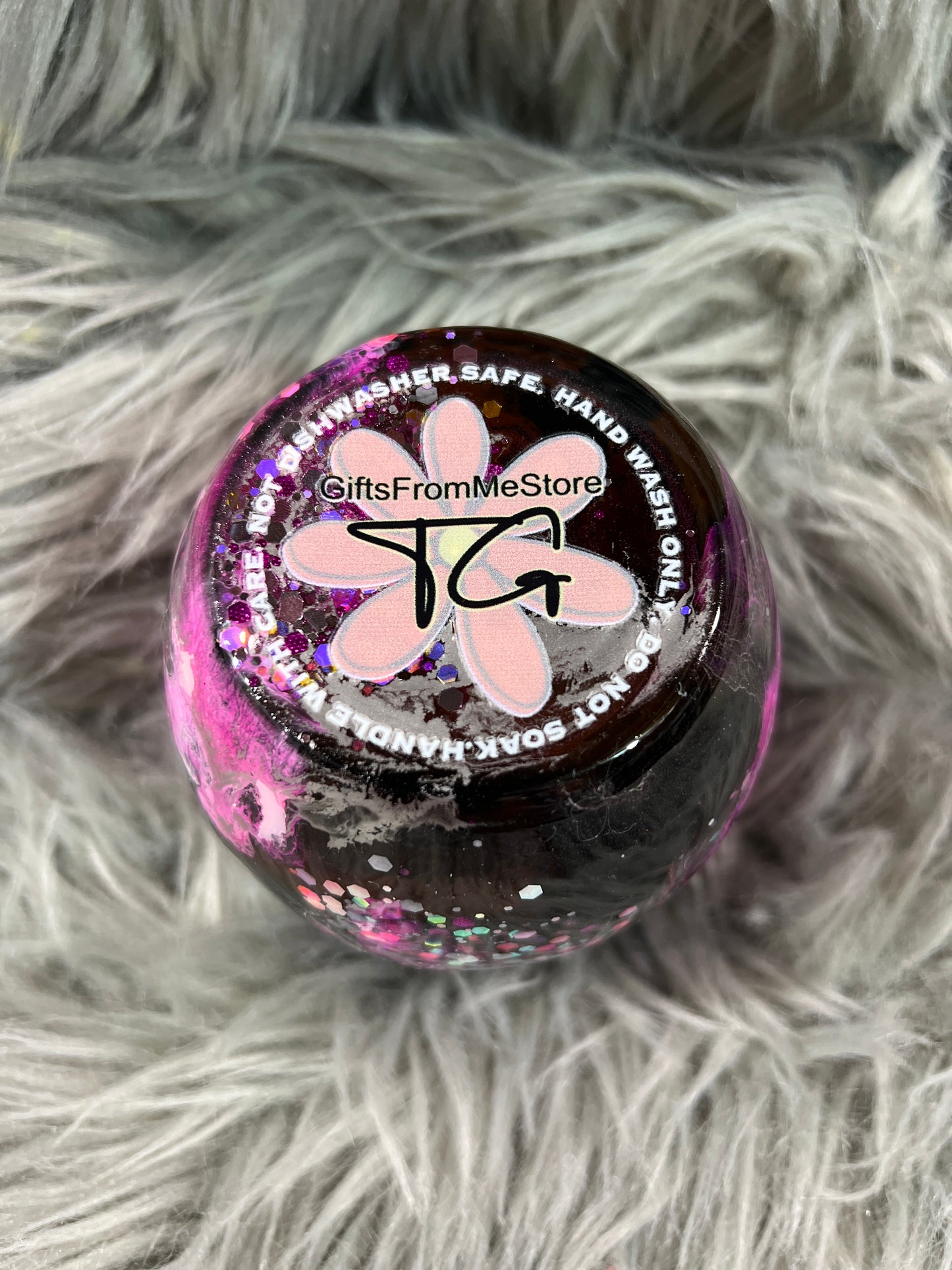 Clearance-RTS. Pretty in Pink-Black Base Ink Drop 12oz wine -ready for free personalization