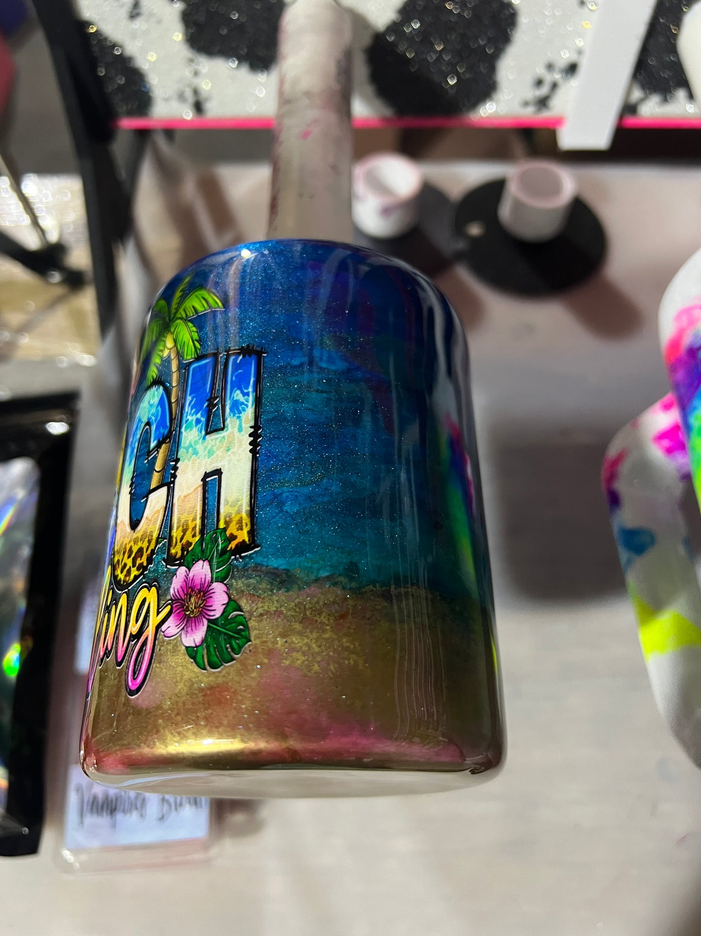 Clearance-RTS. The Beach is Calling 10oz shortie low ball