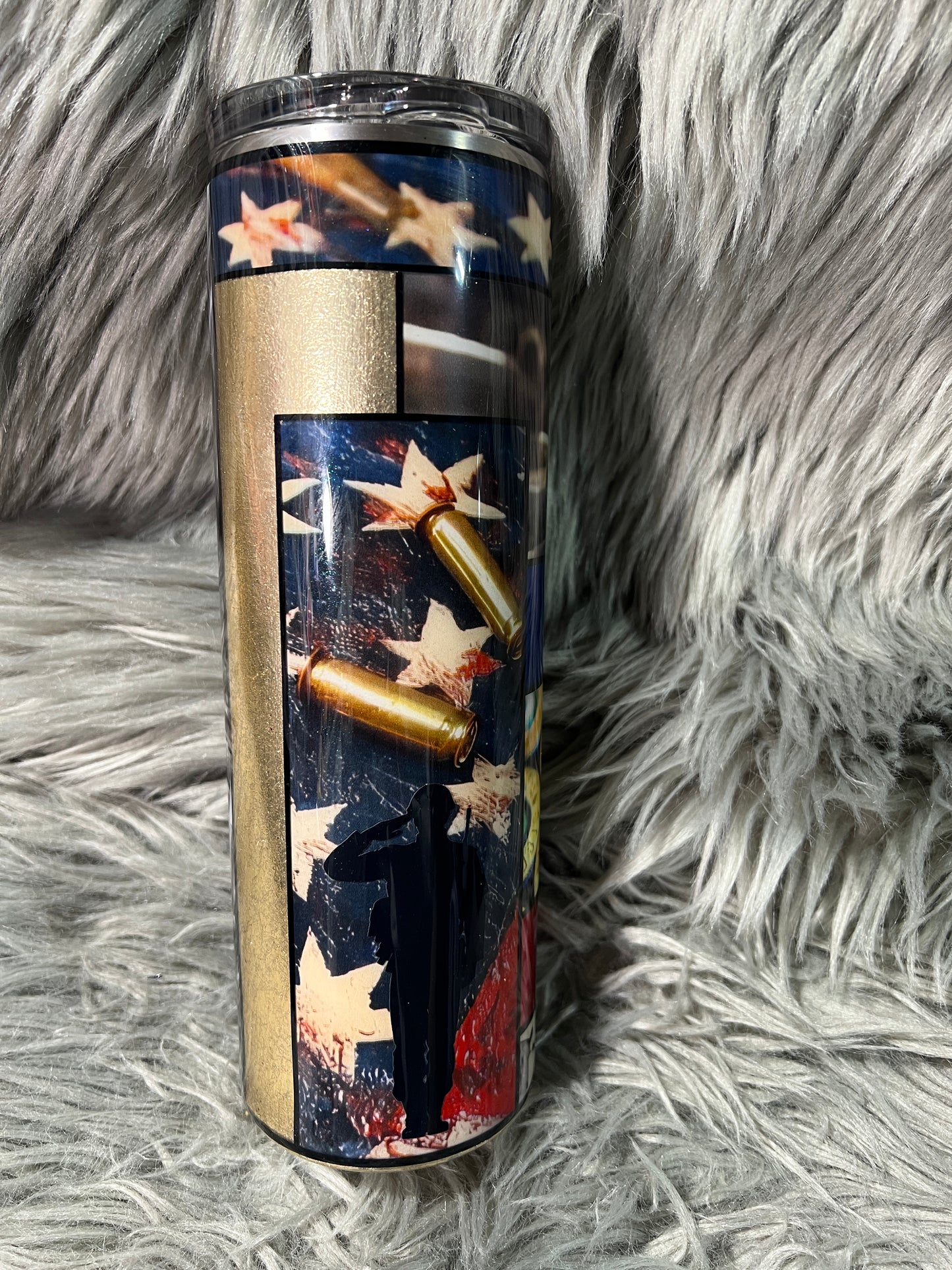 RTS. Red white and blue-Honor the Fallen. Thank the Living tumbler 30 oz