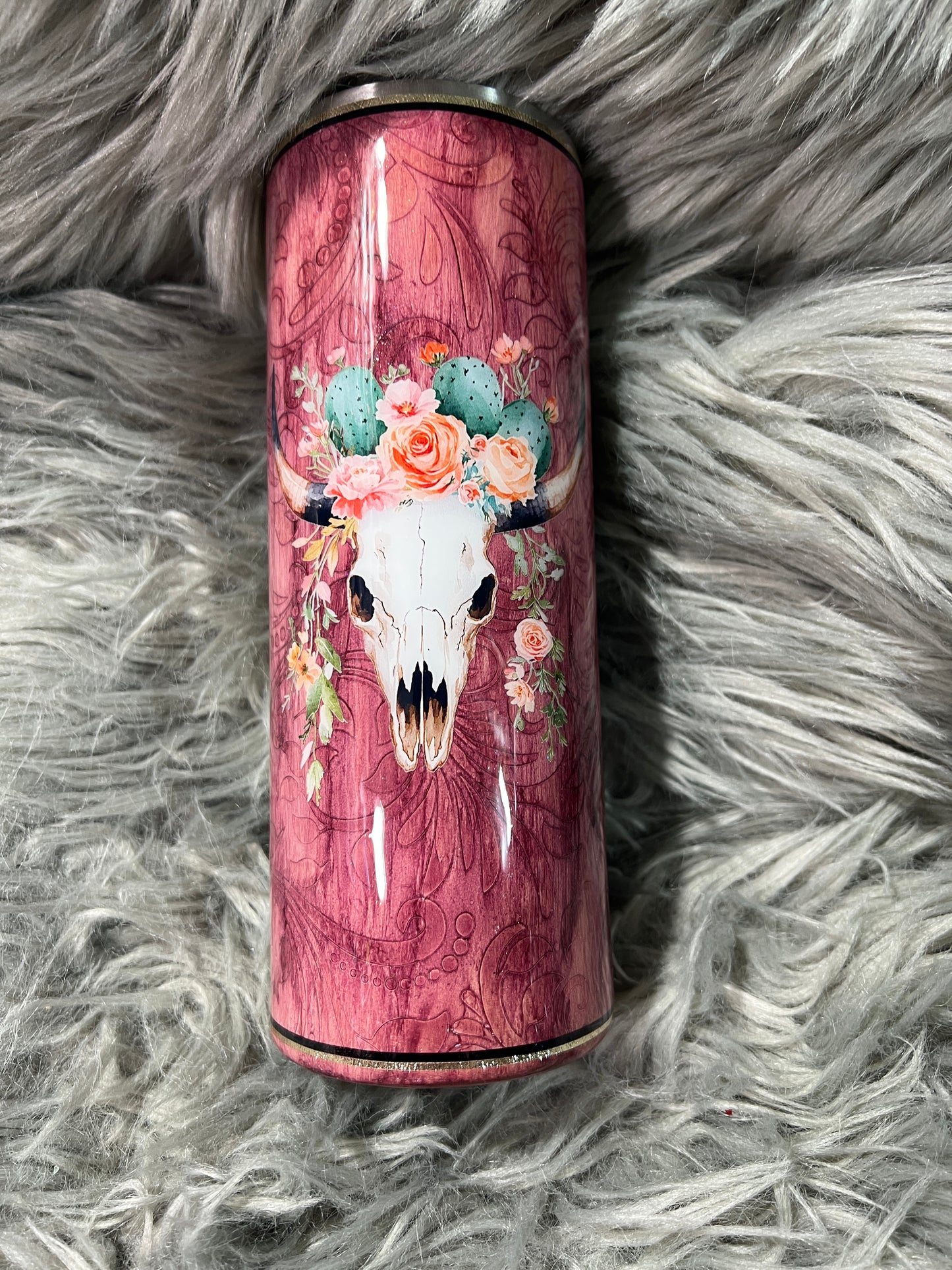 RTS.  Love one another y’all western tooled leather cactus  24oz tipsy tumbler