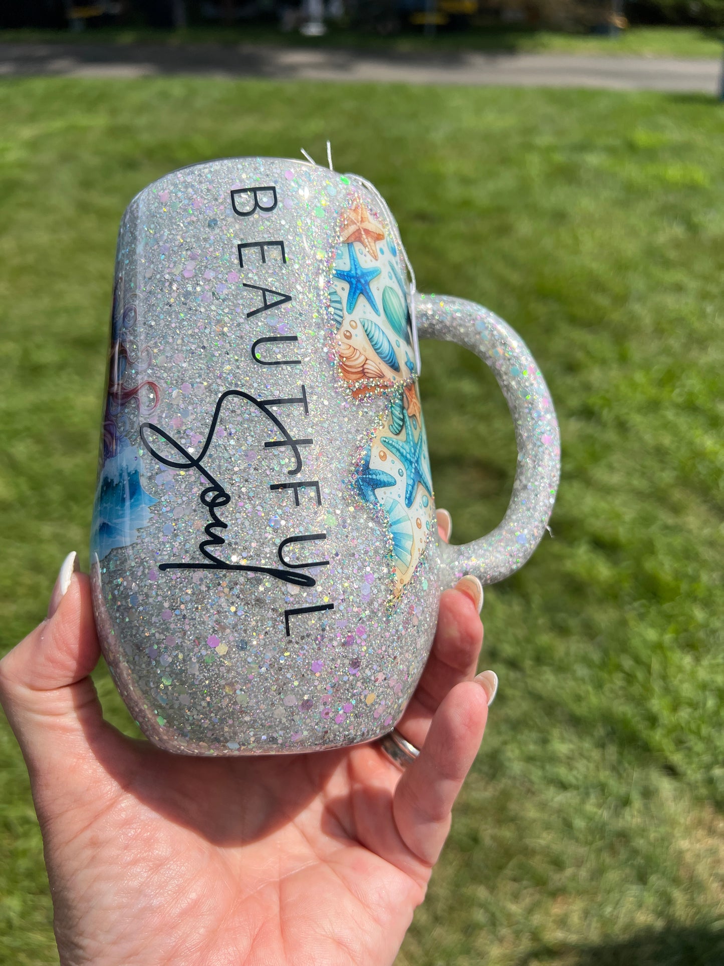 Clearance-RTS.  Beautiful soul 16oz stemmy coffee or wine mug beach