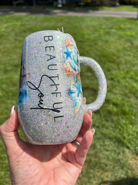 Clearance-RTS.  Beautiful soul 16oz stemmy coffee or wine mug beach