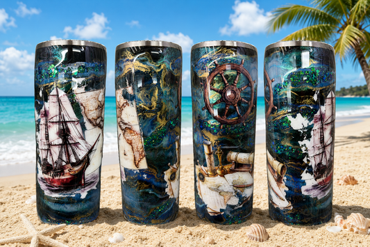 RTS - pirate ship 18oz hogg dual flip coffee cup