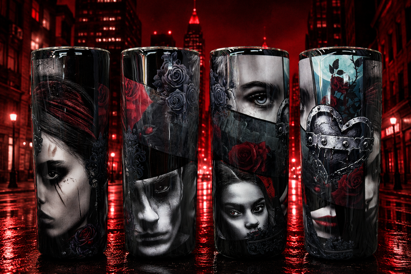 RTS. Red faces 24oz tipsy tumbler