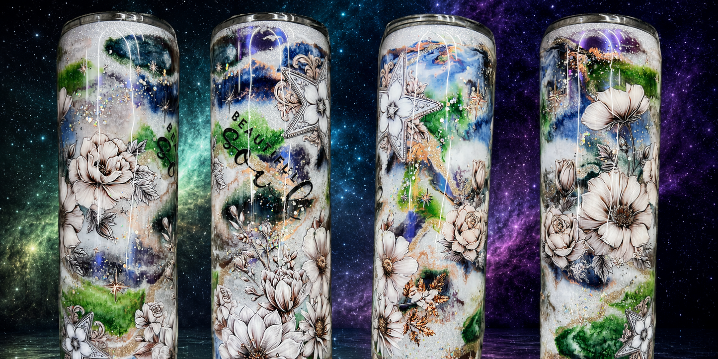 RTS. Beautiful soul, floral, with glitter base ink drop 35oz.
