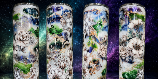 RTS. Beautiful soul, floral, with glitter base ink drop 35oz.