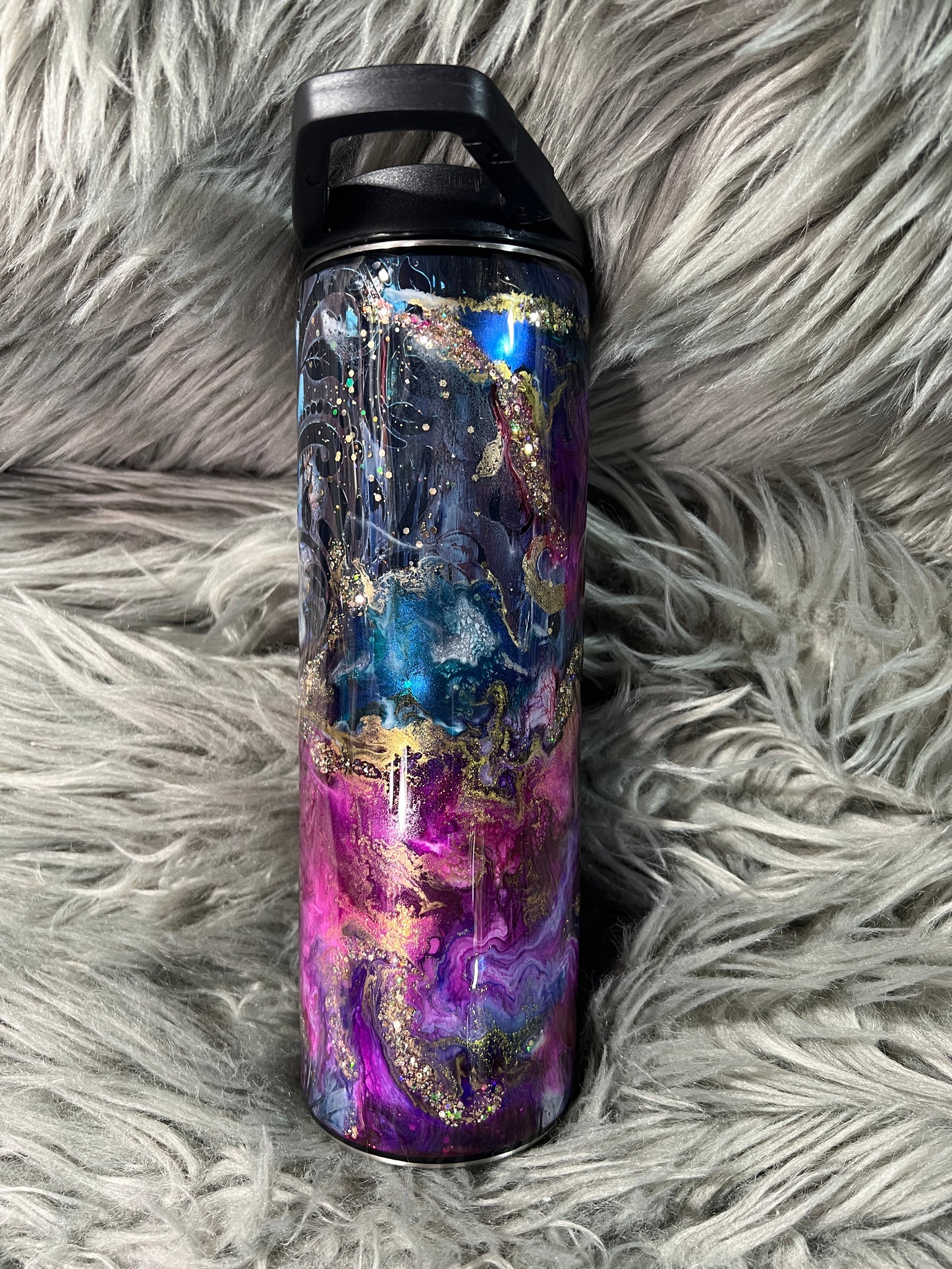 New!! RTS.  Pink Purple blue reverse marble over distressed base 30oz duo