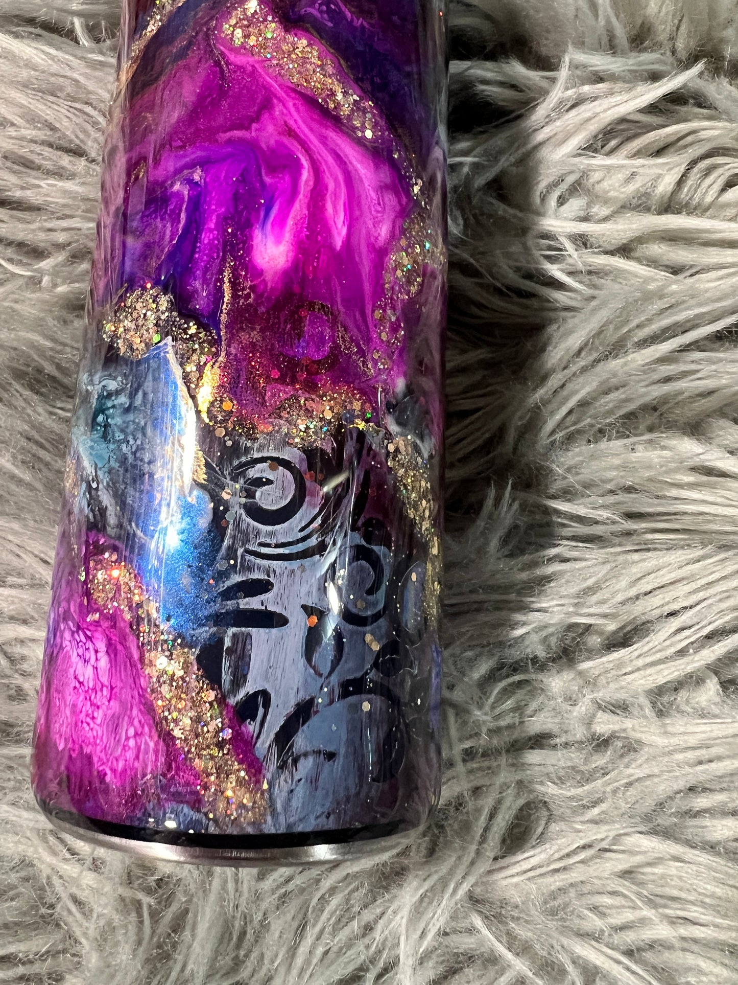 New!! RTS.  Pink Purple blue reverse marble over distressed base 30oz duo