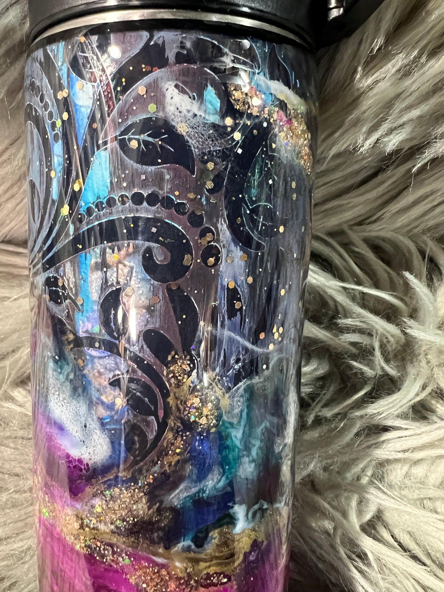 New!! RTS.  Pink Purple blue reverse marble over distressed base 30oz duo