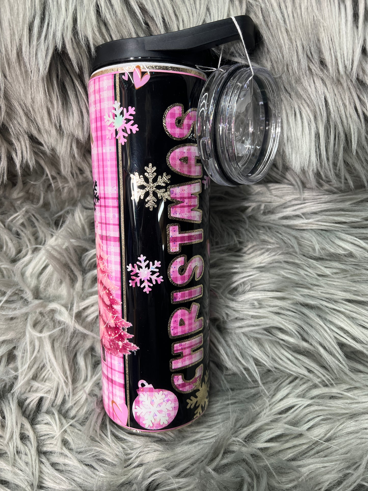 RTS. New Pink plaid Christmas 30 oz duo