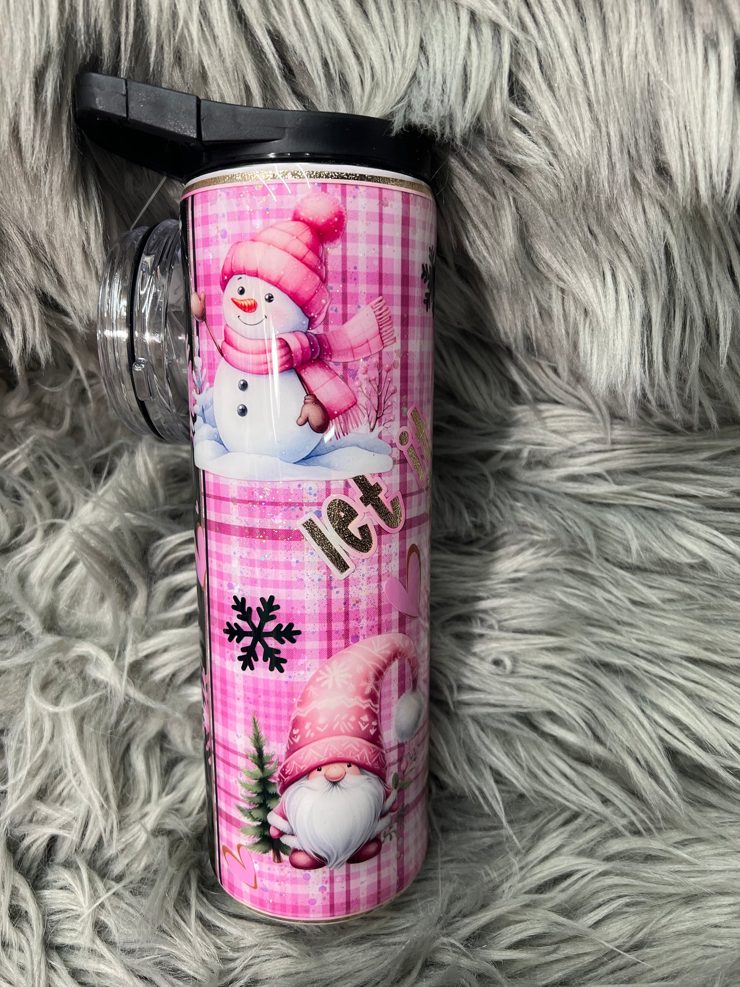 RTS. New Pink plaid Christmas 30 oz duo