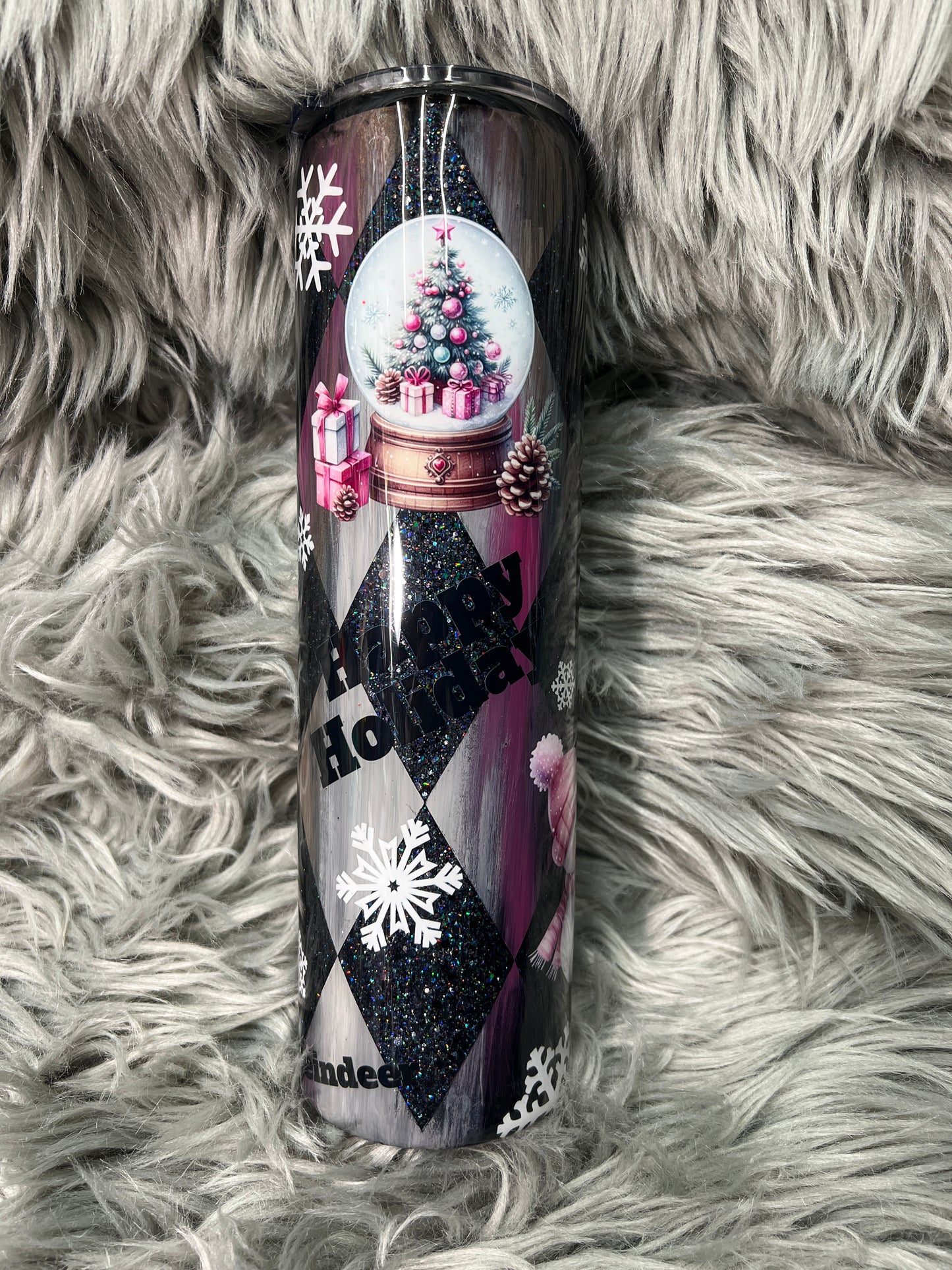 RTS. Distressed Argyle Christmas winter 30oz