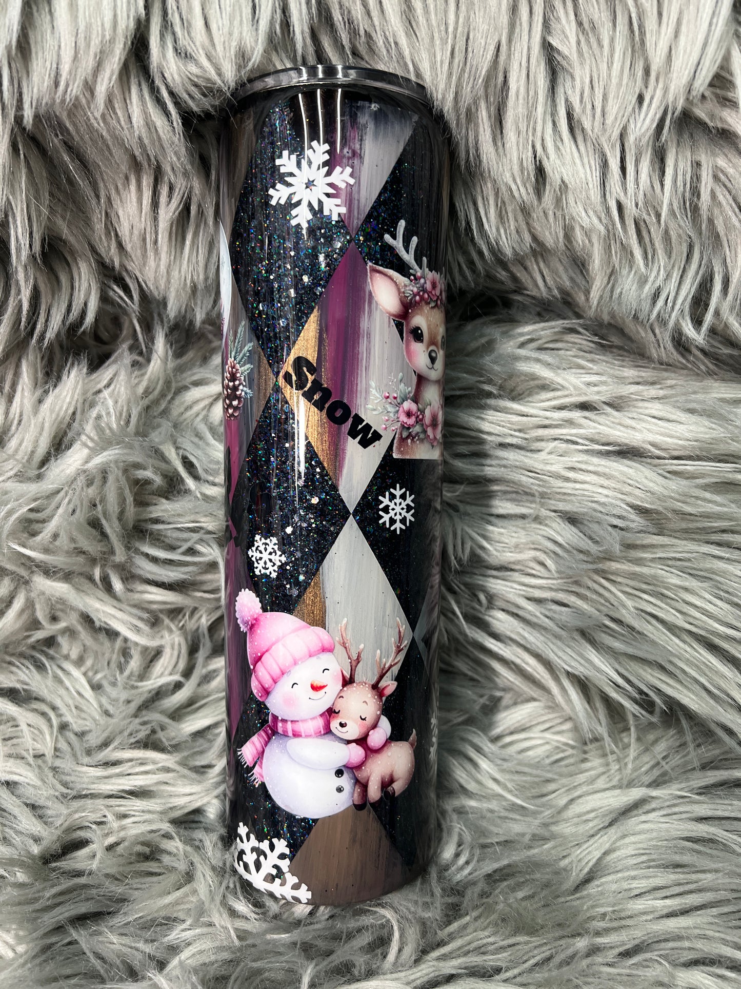 RTS. Distressed Argyle Christmas winter 30oz