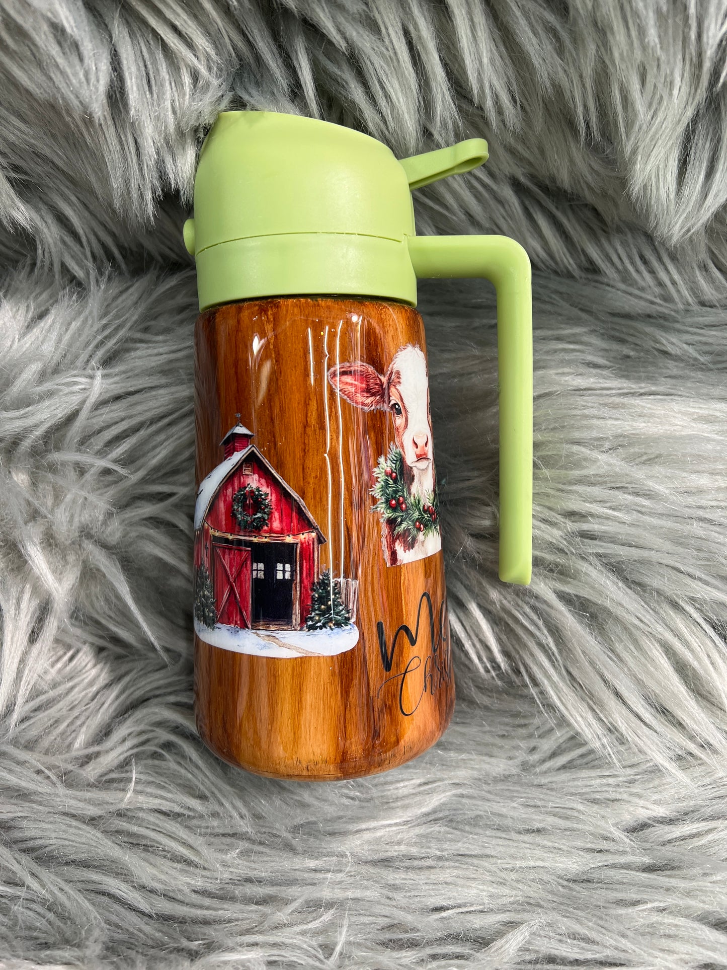 RTS. Oil spray and pour bottle - Wood look Christmas 16oz