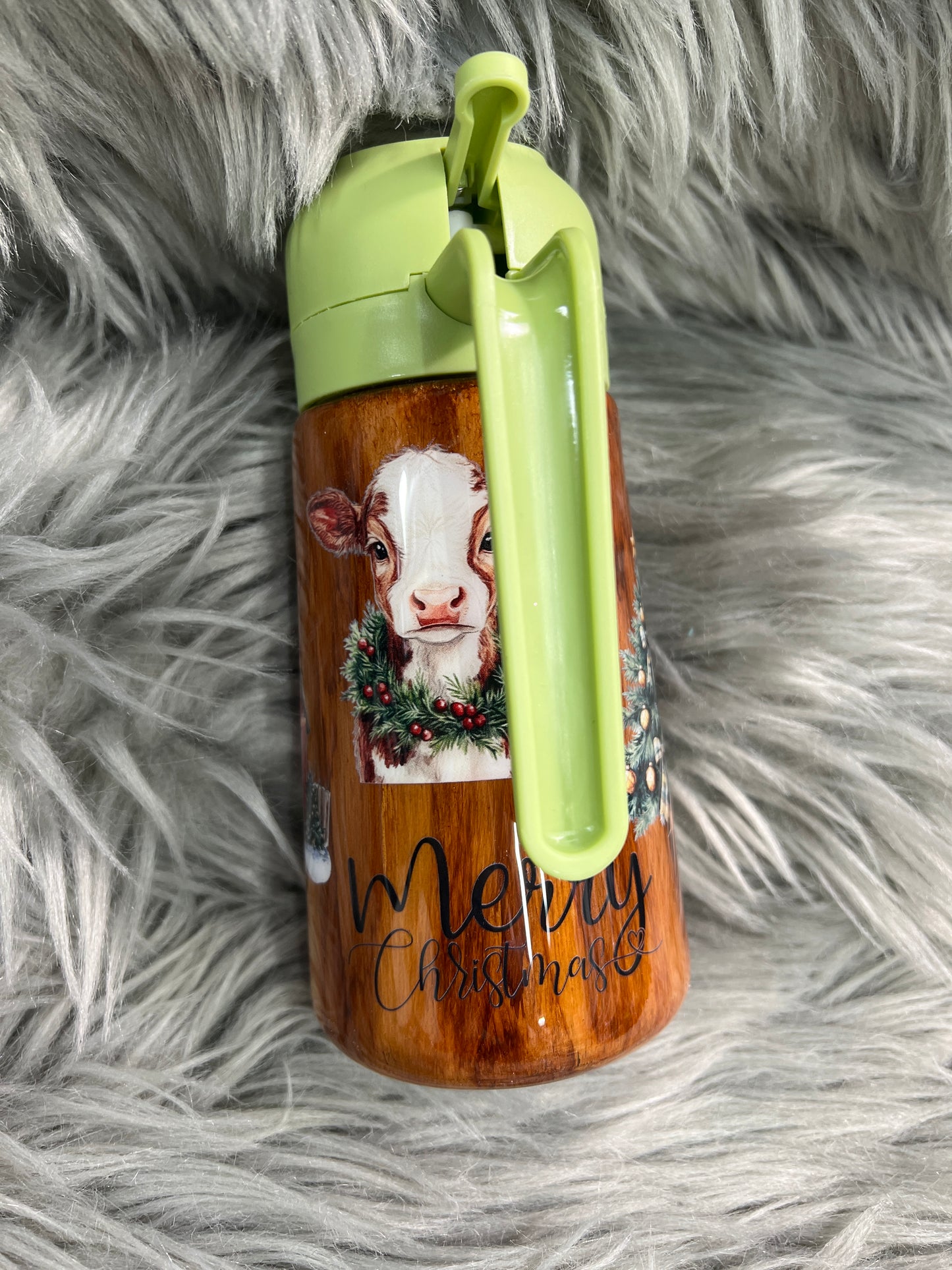 RTS. Oil spray and pour bottle - Wood look Christmas 16oz