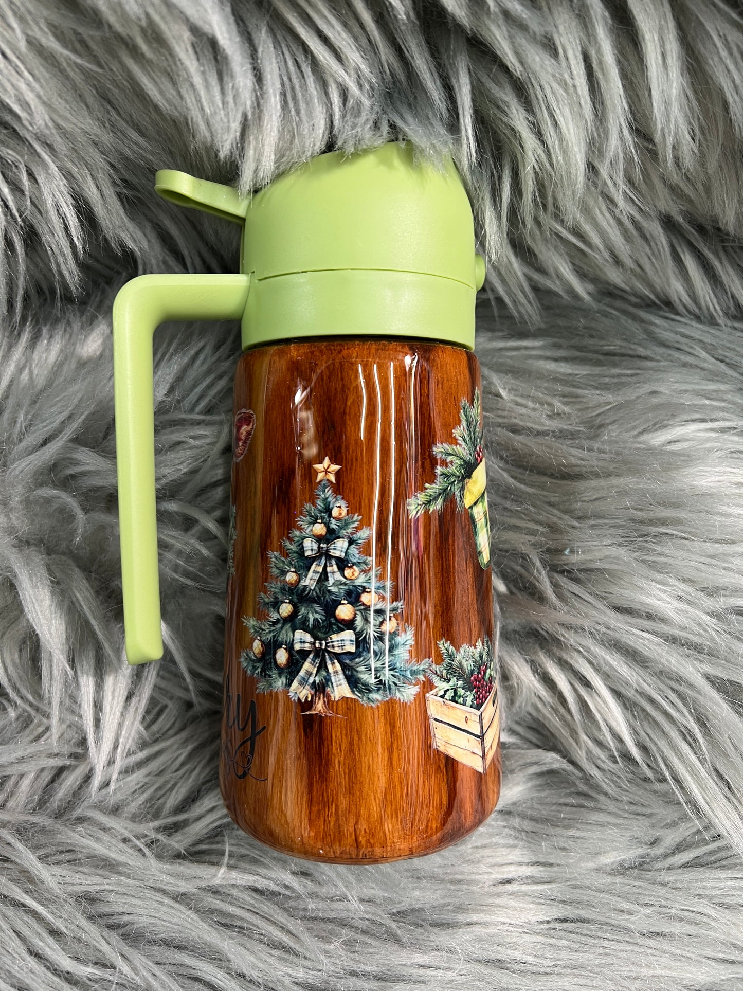 RTS. Oil spray and pour bottle - Wood look Christmas 16oz