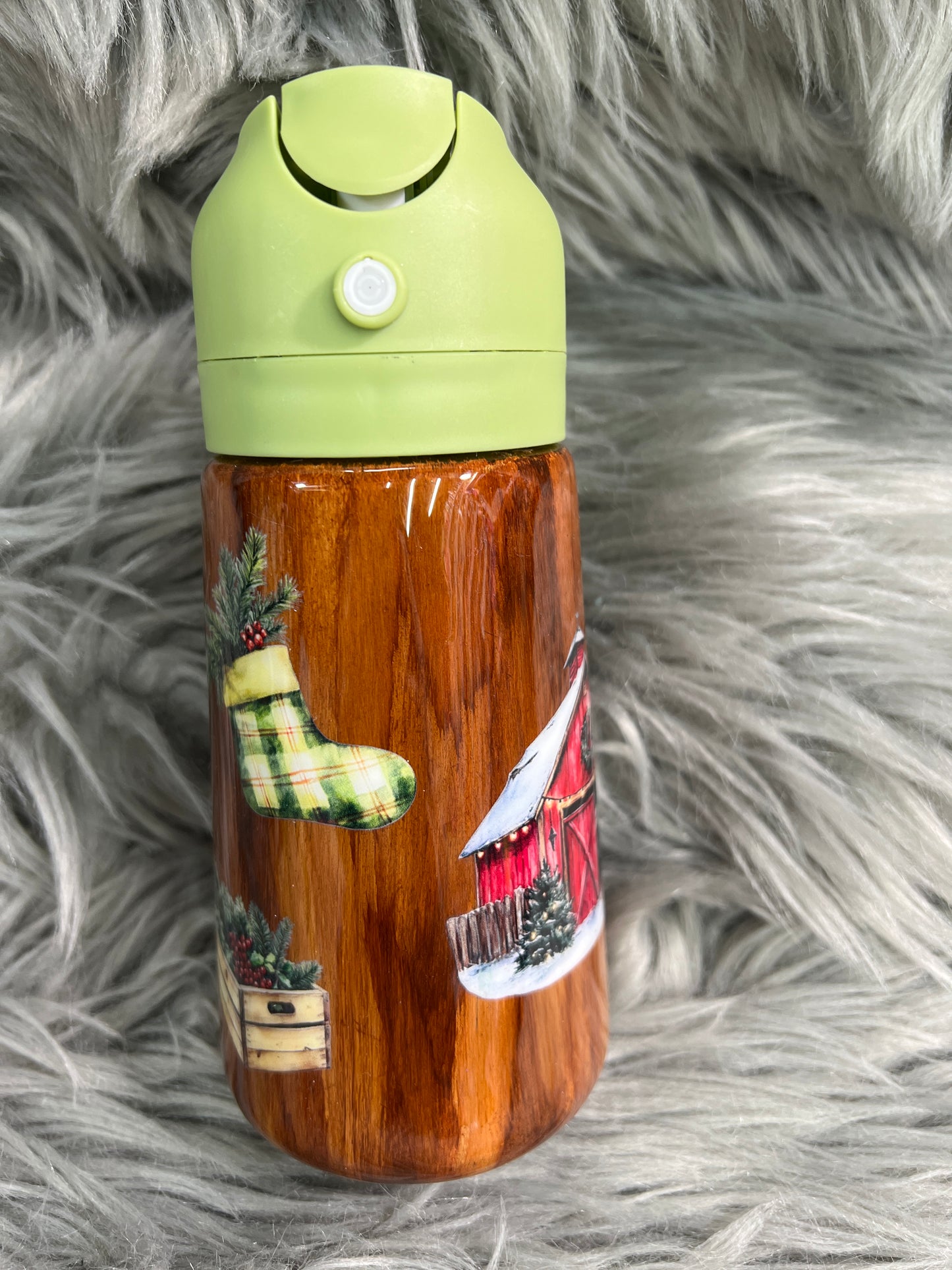 RTS. Oil spray and pour bottle - Wood look Christmas 16oz