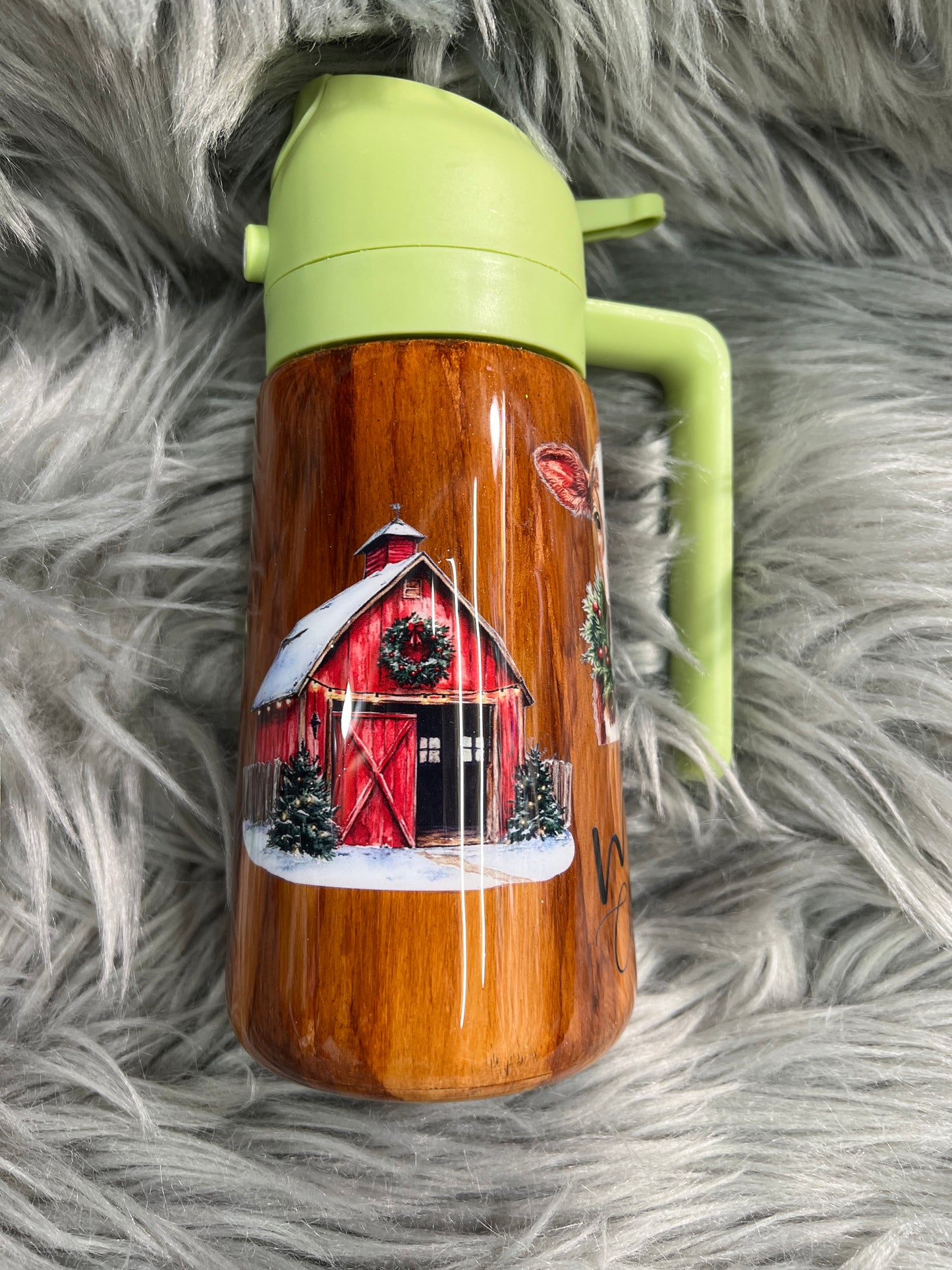 RTS. Oil spray and pour bottle - Wood look Christmas 16oz