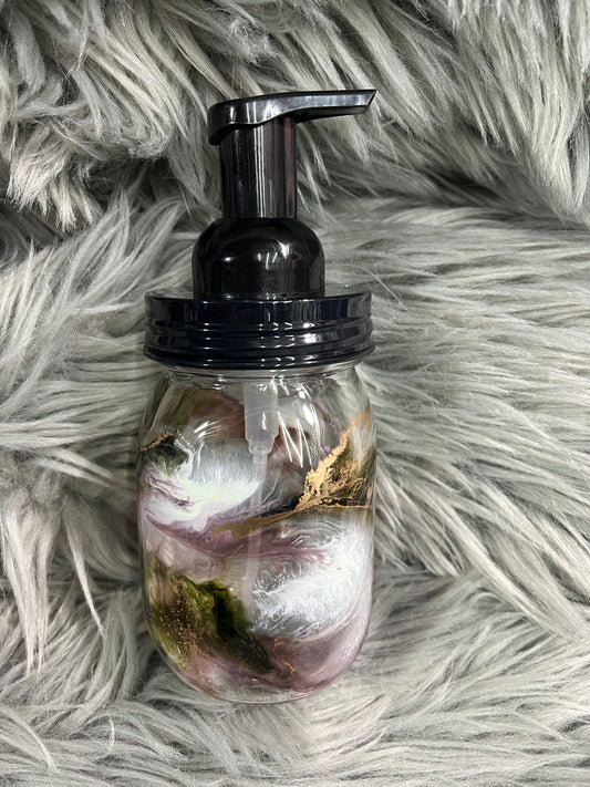 RTS. Hand Soap Pump Dispenser (foam) olive green, purple, copper, white.