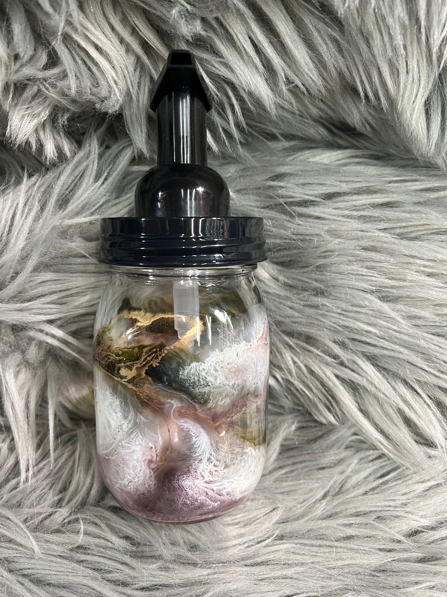 RTS. Hand Soap Pump Dispenser (foam) olive green, purple, copper, white.