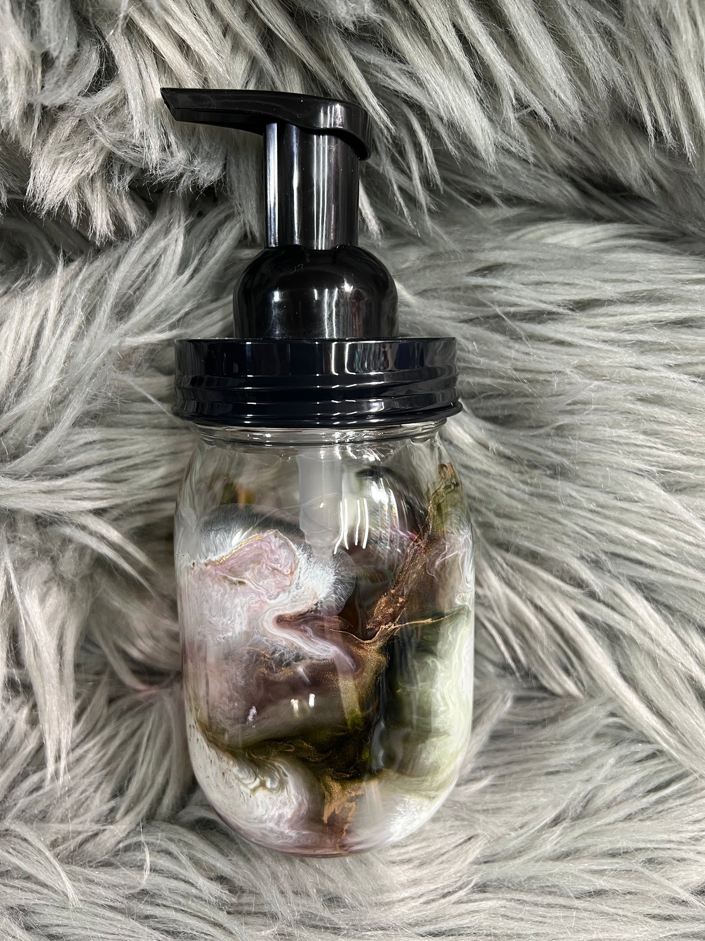 RTS. Hand Soap Pump Dispenser (foam) olive green, purple, copper, white.