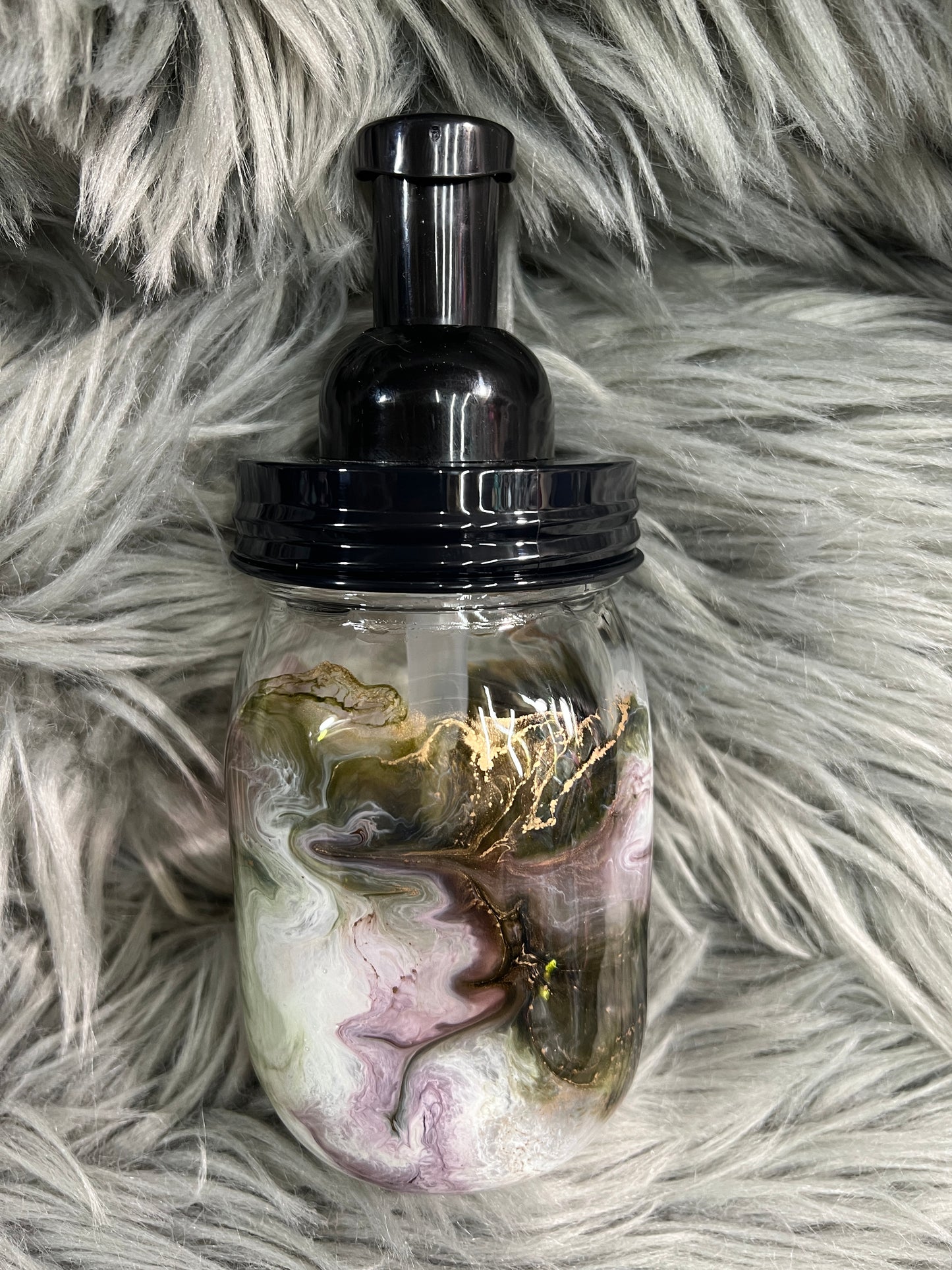 RTS. Hand Soap Pump Dispenser (foam) olive green, purple, copper, white.